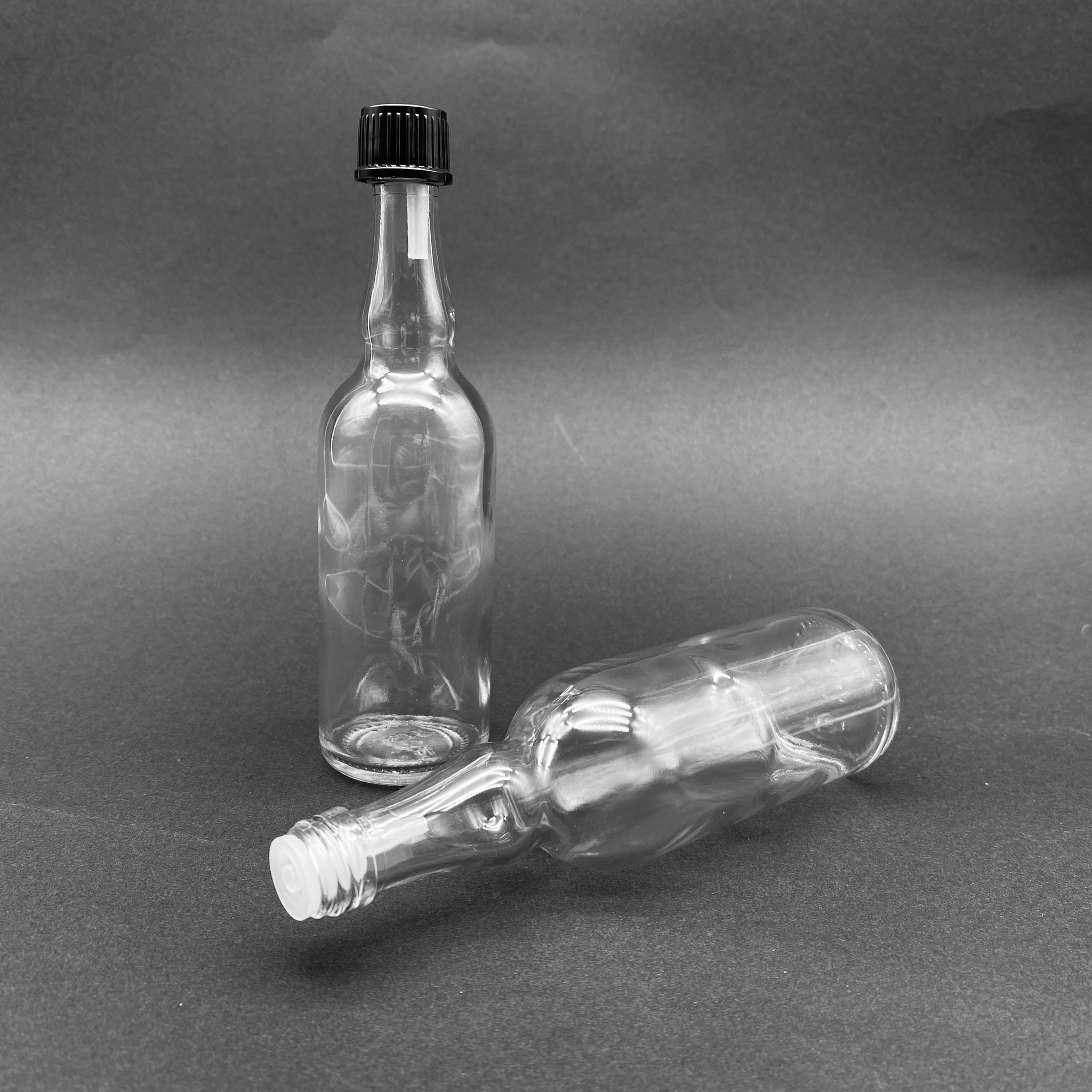 100 Cc Boğumlu İçten Damlalıklı - Siyah Kapaklı Cam Şişe - 100 Ml Yeni İçten Damlalıklı Cam Şişe