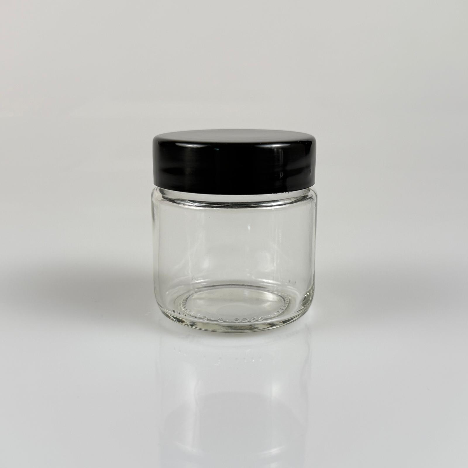 100 Cc Cam Kavanoz + Siyah Plastik Kapak - 100 Ml Plastik Kapaklı Cam Kavanoz (Silme 106 Cc)