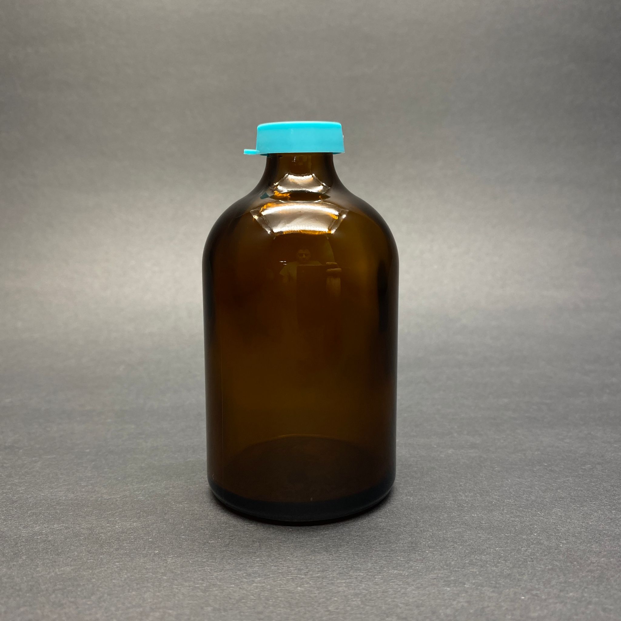 100 Cc Kapaklı Amber Cam Şişe - 100 Ml Aşı Şişesi - Penisilin Şişesi - Sızdırmaz Turkuaz Kapaklı Flakon Şişe Ecza Şişeleri
