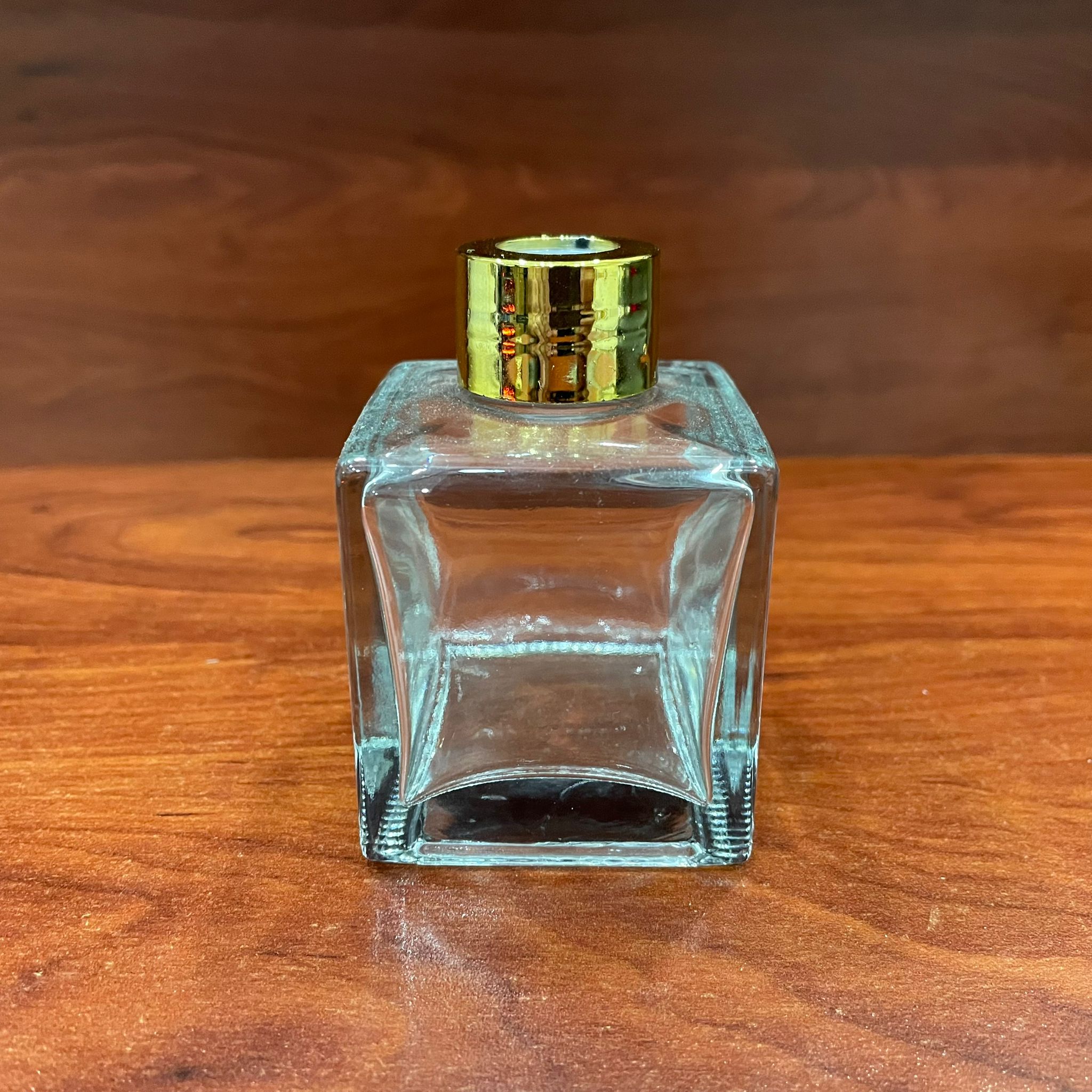 100 Cc Kare Bambu Cam Bambu Oda Kokusu Şişesi - 100 Ml Köşeli Bambu Oda Kokusu Şişesi - Difüzör Şişe- Cam Şişe + Gold Plastik Kapak + Tıpa