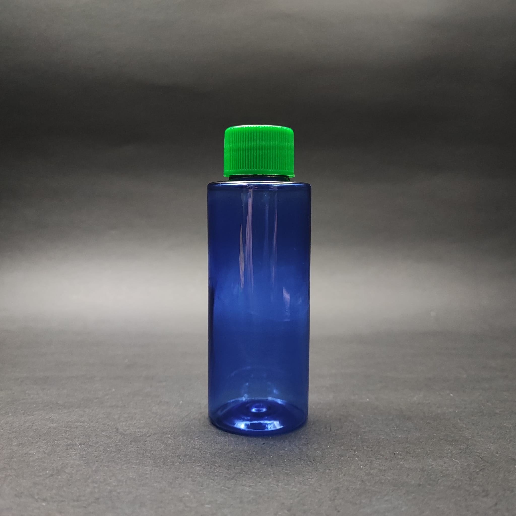 100 Cc Mavi Sert Pet Şişe - Contalı Yeşil Kapaklı - 100 Ml Kapaklı Plastik Şişe