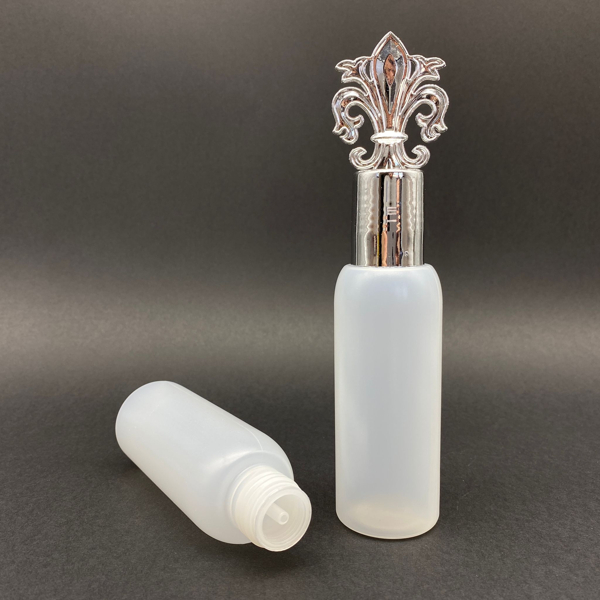 100 Cc Natürel Şişe - Gümüş Osmanlı Kapaklı - Kolonya Tıpalı - 100 Ml Plastik Kolonya Şişesi