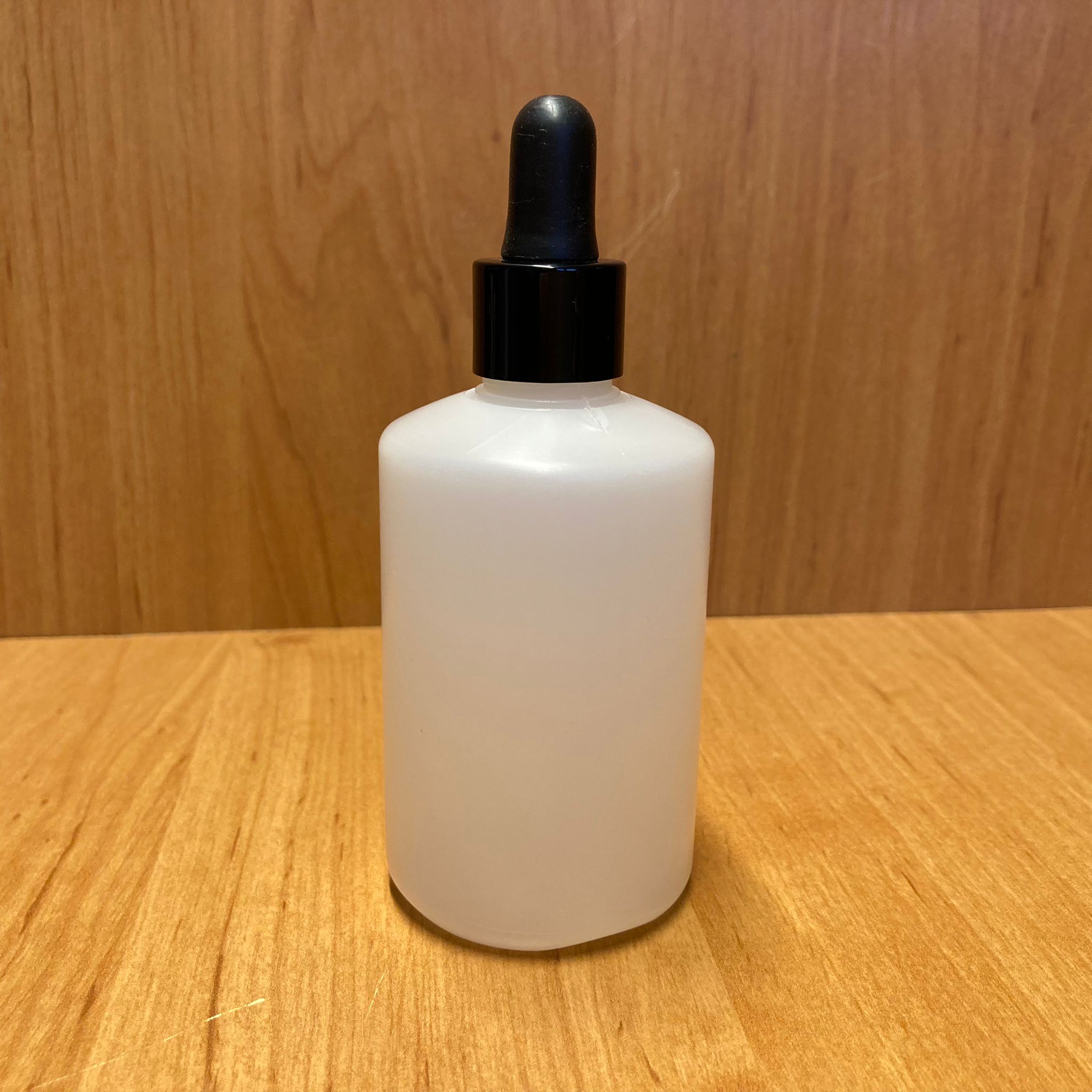 100 Cc Natürel (Yarı Saydam) Sert Plastik Cam Damlalıklı Şişe - Siyah Emzik - Siyah Metalik Kapak - 100 Ml Plastik Cam Damlalıklı Şişe