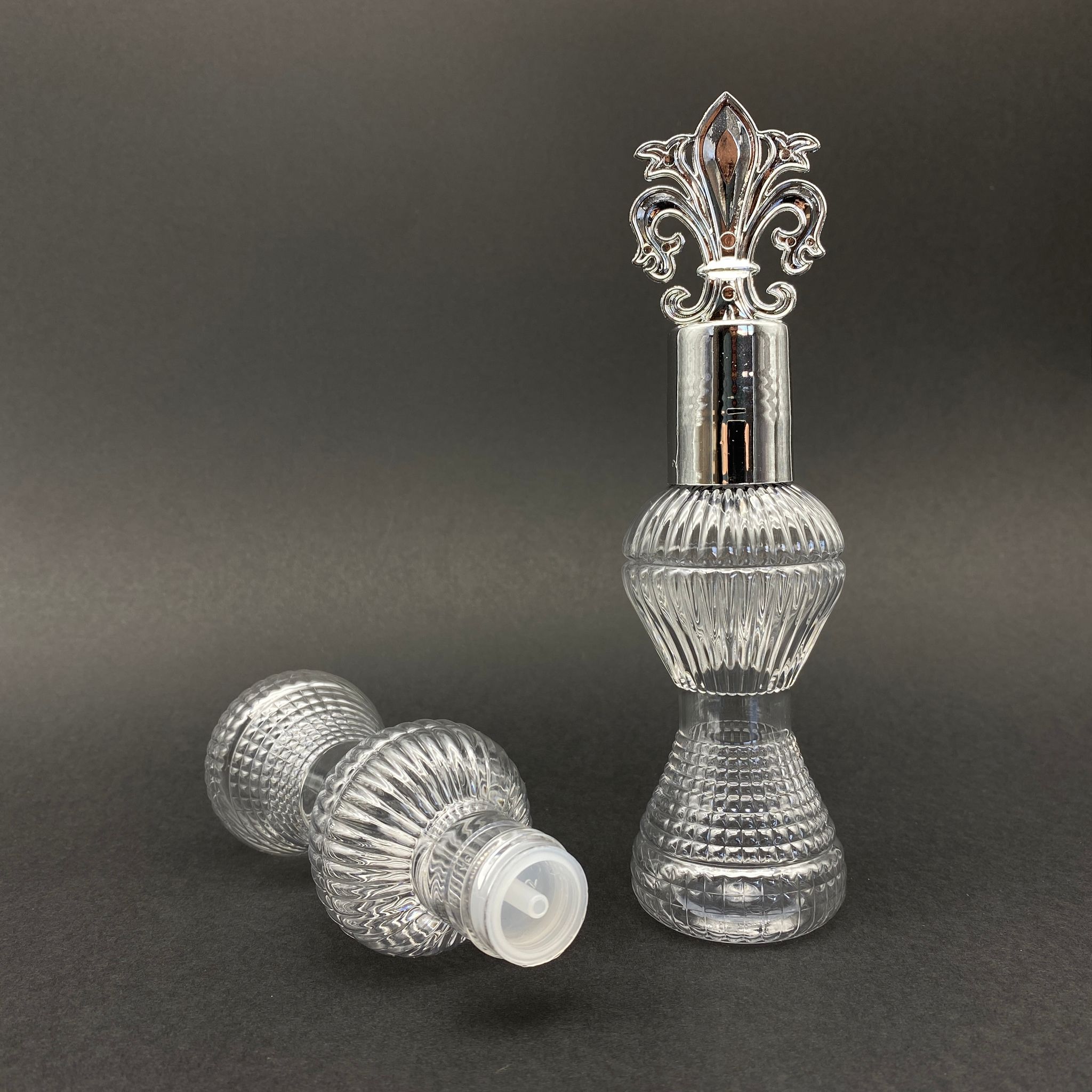 100 Cc Pırlanta Kolonya Şişesi - Campet - Gümüş Osmanlı Kapaklı Kolonya Tıpalı - 100 Ml Campet Kolonya Şişesi