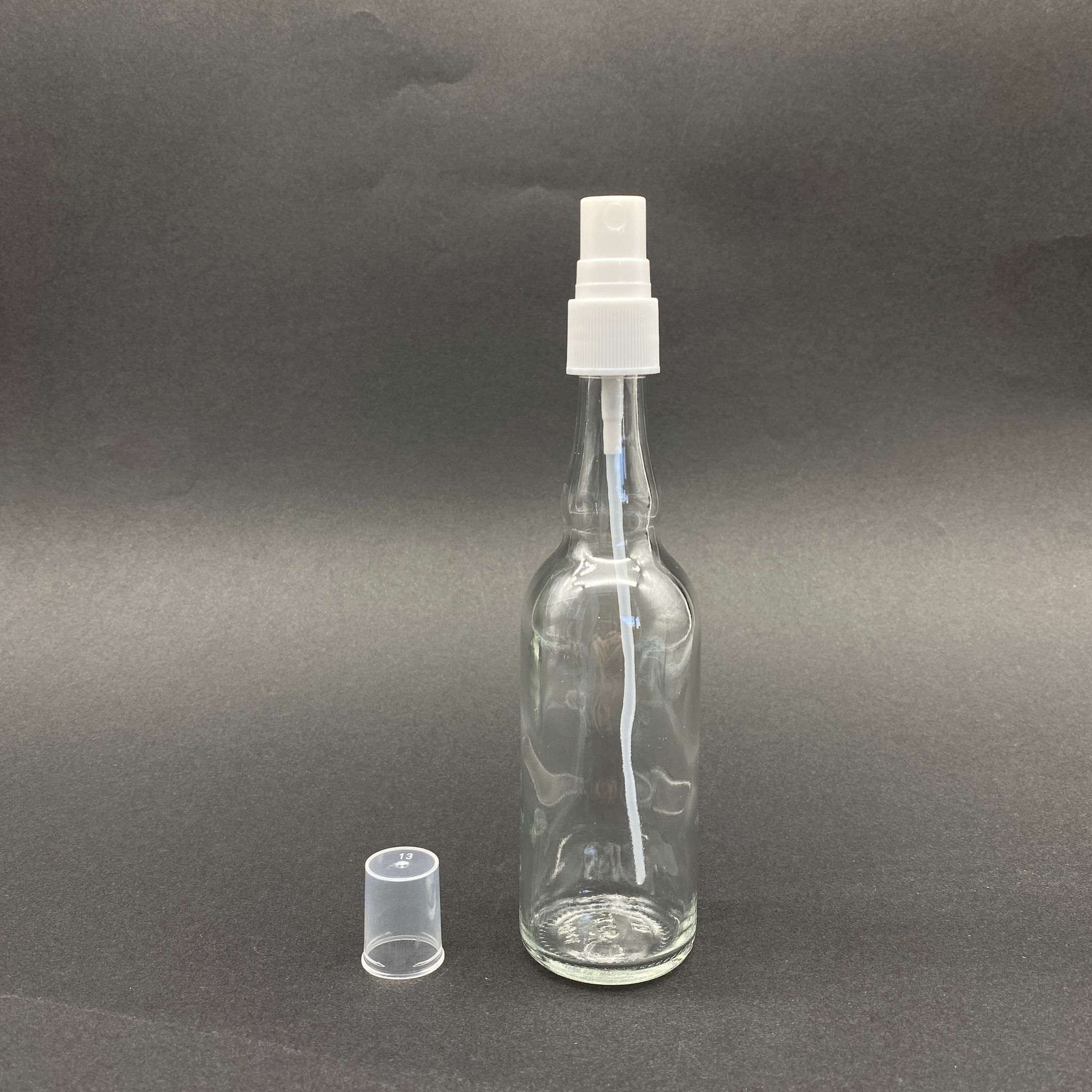 100 Cc Şeffaf Cam Boğumlu Şişe Beyaz Spreyli Takım - 100 Ml Spreyli Cam Şişe