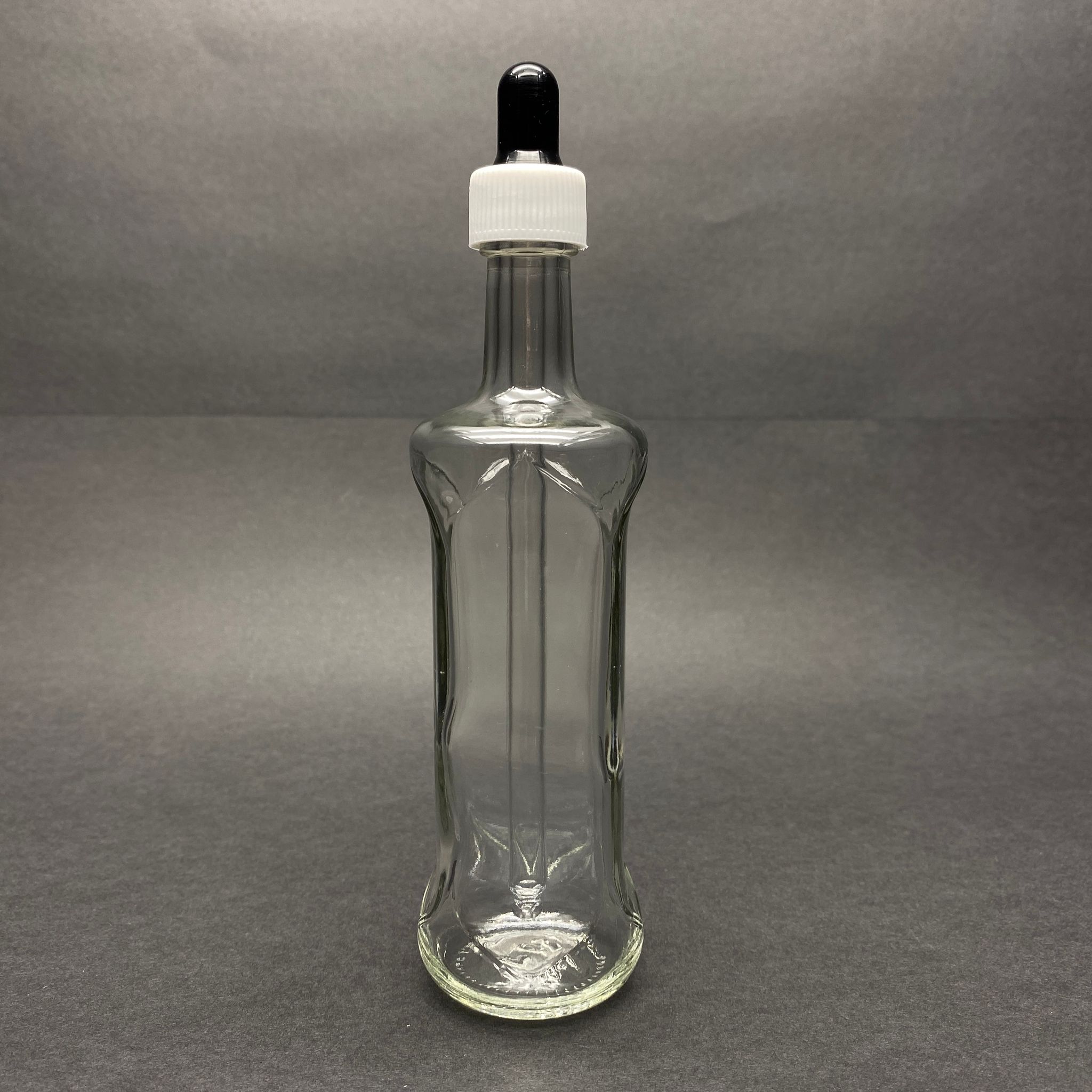 100 Cc Şeffaf Cam Damlalıklı Şişe Dorika Model - Siyah Emzik - Beyaz Plastik Kapak - 100 Ml Saydam Cam Damlalıklı Şişe