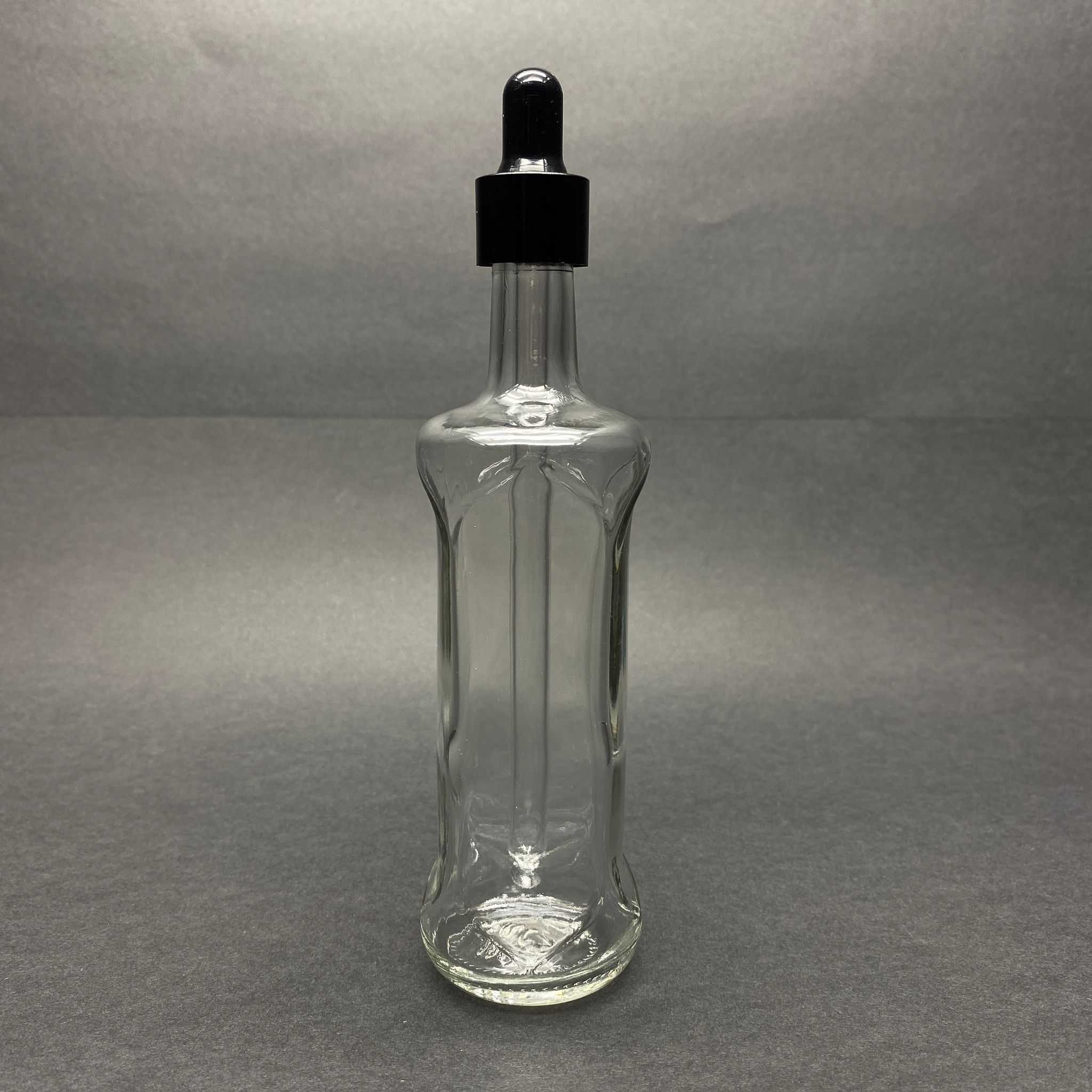 100 Cc Şeffaf Cam Damlalıklı Şişe Dorika Model - Siyah Emzik - Siyah Metal Kapak - 100 Ml Saydam Cam Damlalıklı Şişe