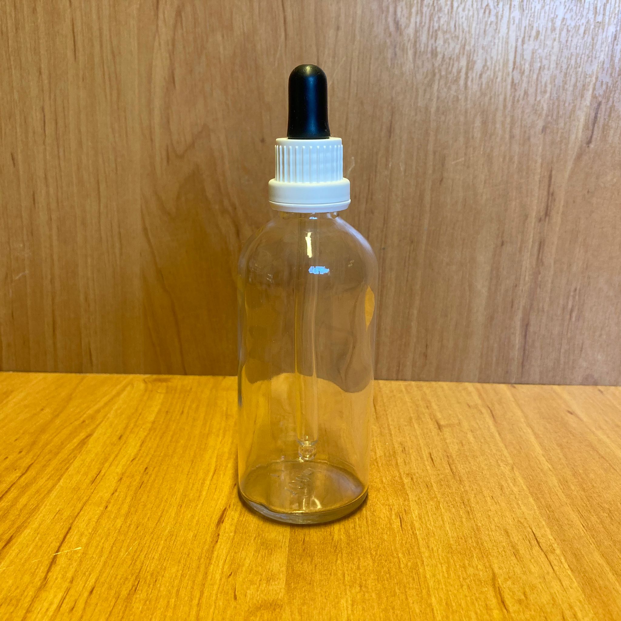 100 Cc Şeffaf Cam Damlalıklı Şişe - Siyah Emzik - Beyaz Kilitli Plastik Kapak - 100 Ml Saydam Cam Damlalıklı Şişe