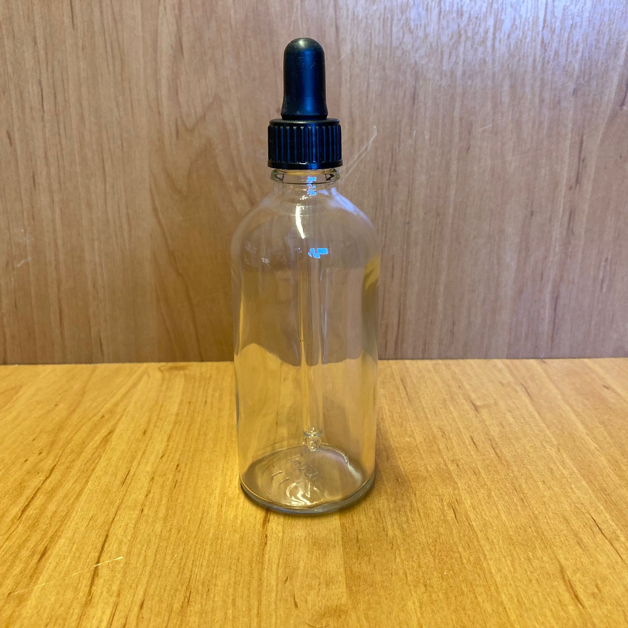 100 Cc Şeffaf Cam Damlalıklı Şişe - Siyah Emzik - Siyah Plastik Kapak - 100 Ml Saydam Cam Damlalıklı Şişe