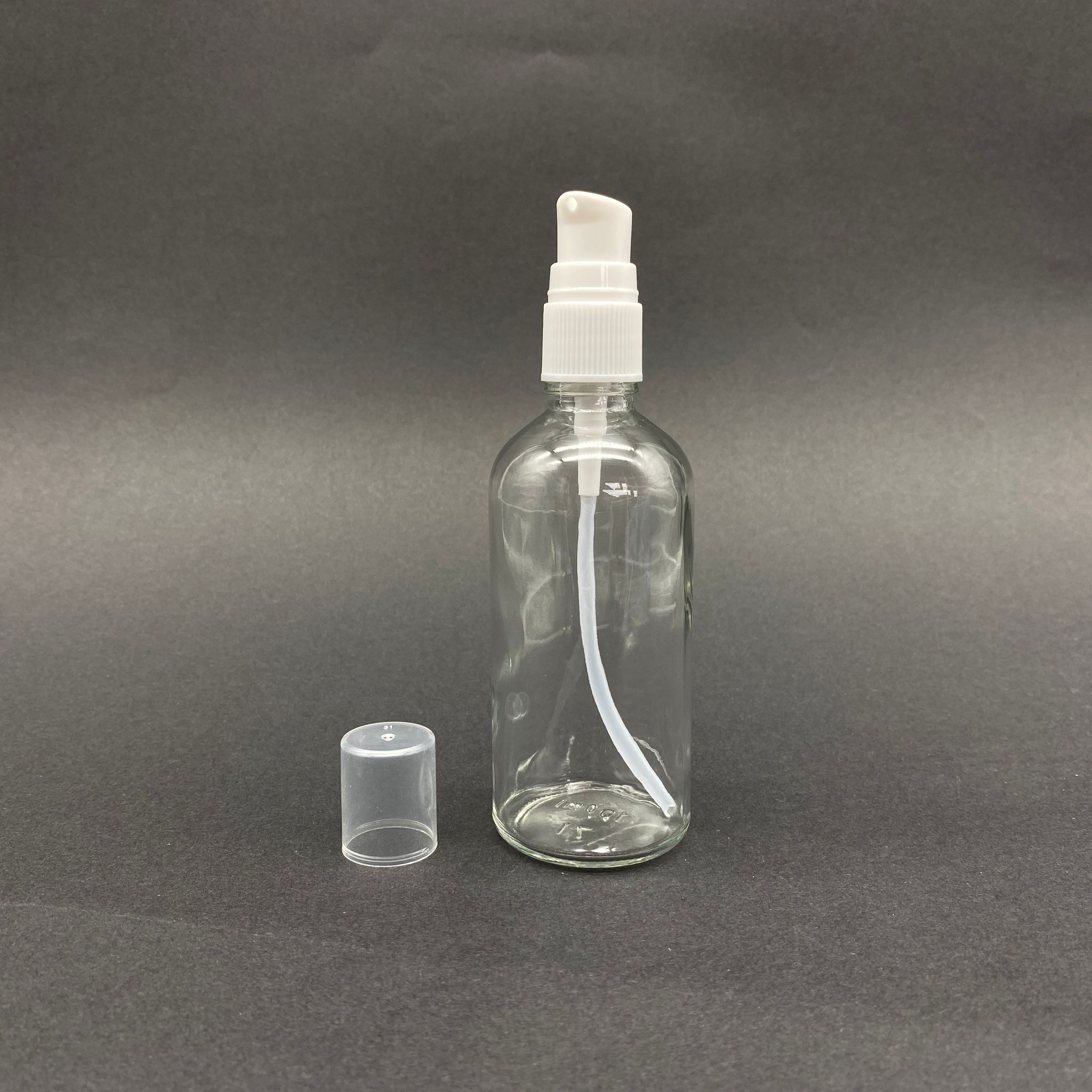 100 Cc Şeffaf Cam Şişe Beyaz Losyon Pompalı Takım - 100 Ml Losyon Şişesi