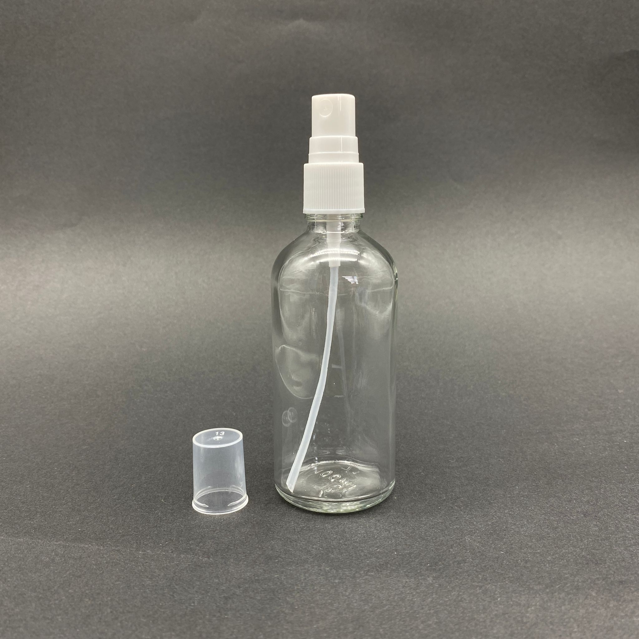 100 Cc Şeffaf Cam Şişe Beyaz Spreyli Takım - 100 Ml Spreyli Cam Şişe