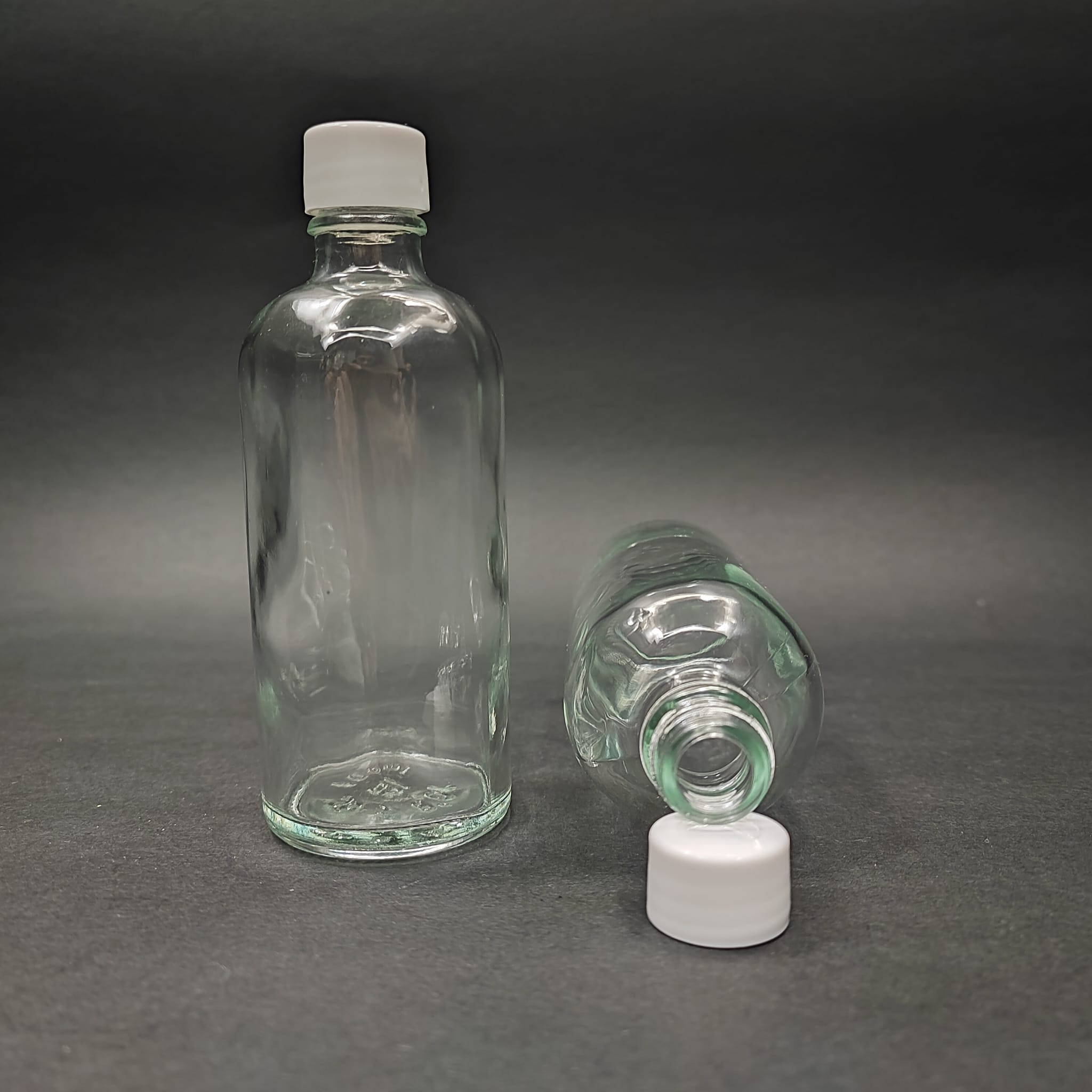 100 Cc Şeffaf Cam Şişe + Kendinden Contalı Sızdırmaz Beyaz Kapak - 100 Ml Kapaklı Cam Şişe