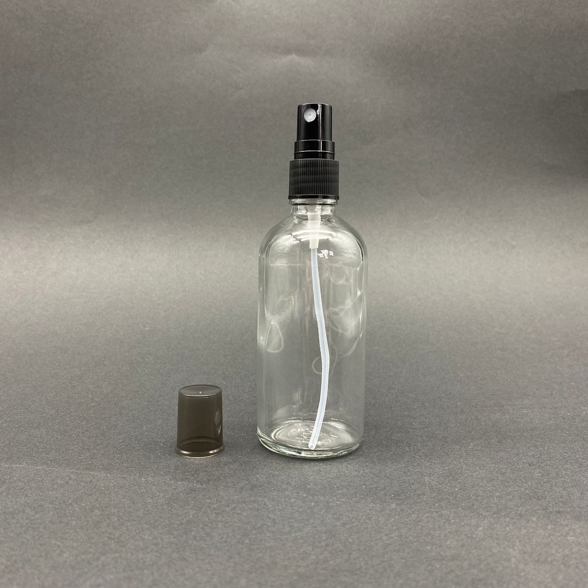 100 Cc Şeffaf Cam Şişe Siyah Spreyli Takım - 100 Ml Spreyli Cam Şişe