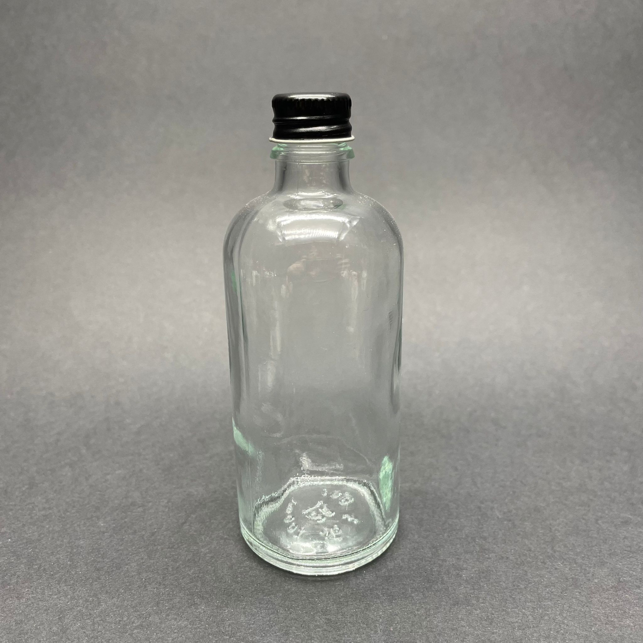 100 Cc Şeffaf Cam Şişe - Siyah Vidalı Metal Kapaklı - 100 Ml Cam Şişe