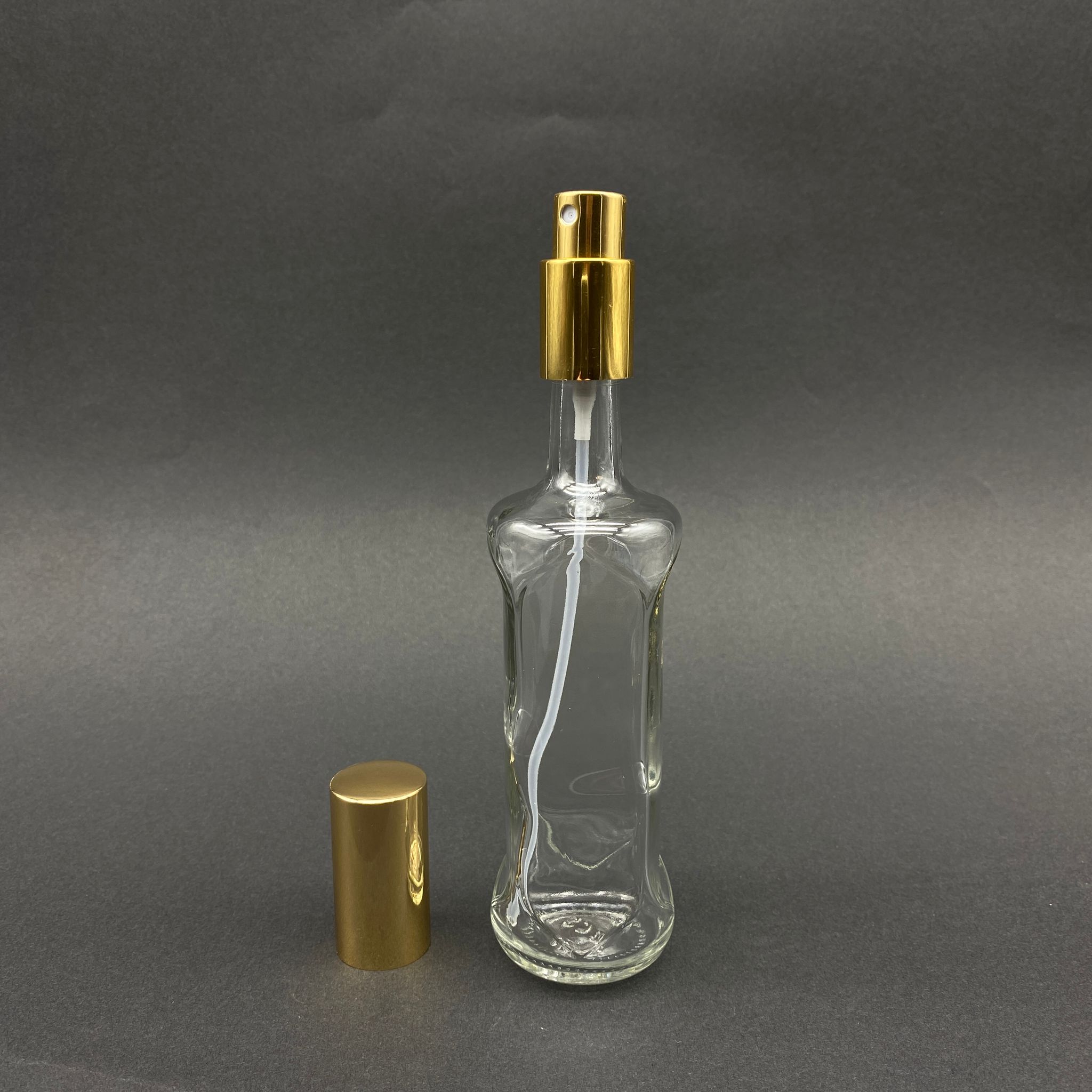100 Cc Şeffaf Dorika Cam Şişe -  Lüks Metal Spreyli Takım - 100 Ml Spreyli Cam Şişe