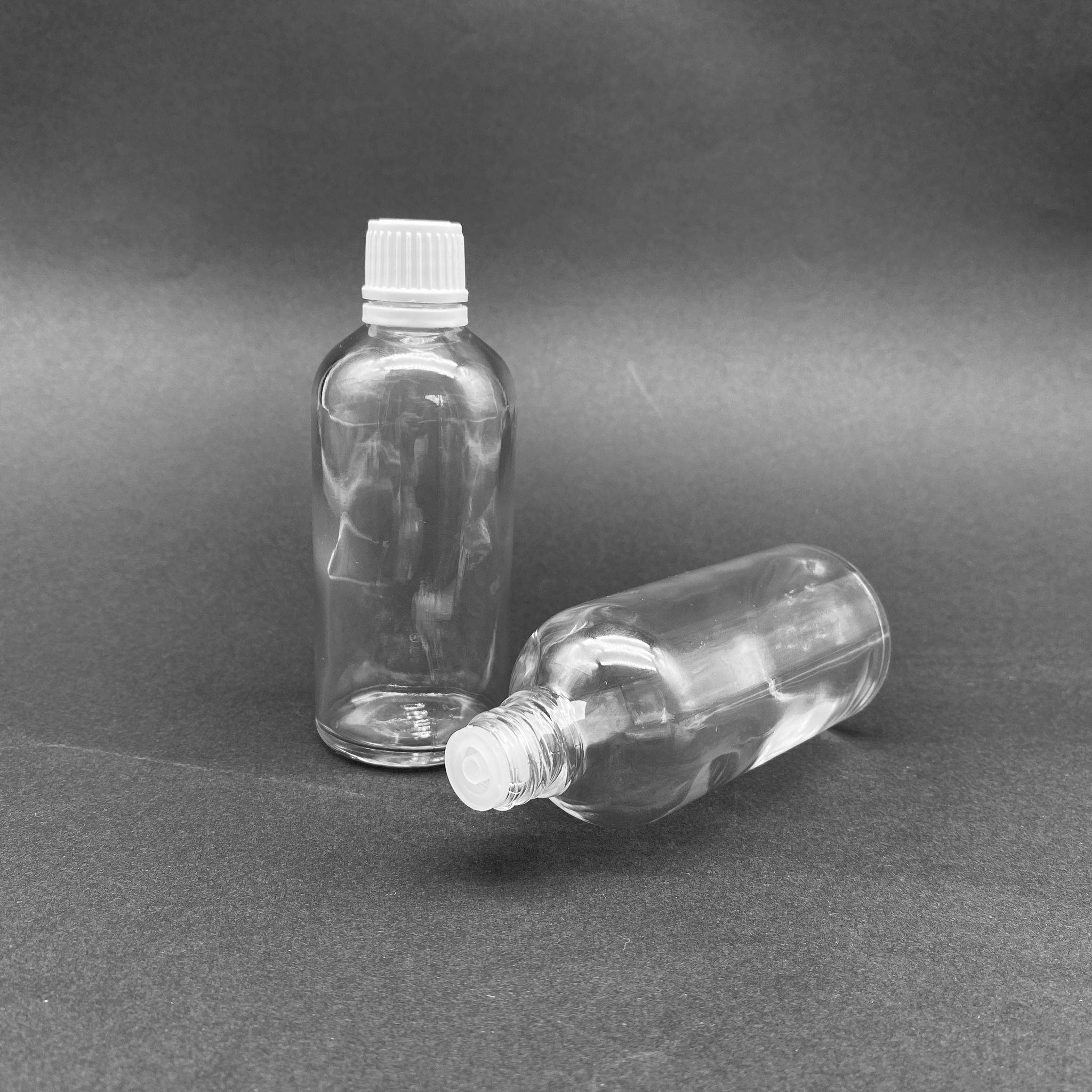 100 Cc Şeffaf İçten Damlalıklı - Beyaz Kilit Kapaklı Cam Şişe - 100 Ml Saydam Yeni İçten Damlalıklı Cam Şişe