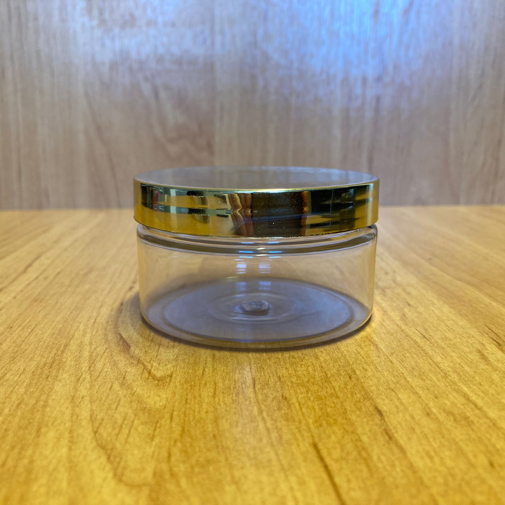 100 Cc Şeffaf Sert Plastik Kavanoz - Gold Kapaklı - 100 Ml Plastik Krem Kavanozu