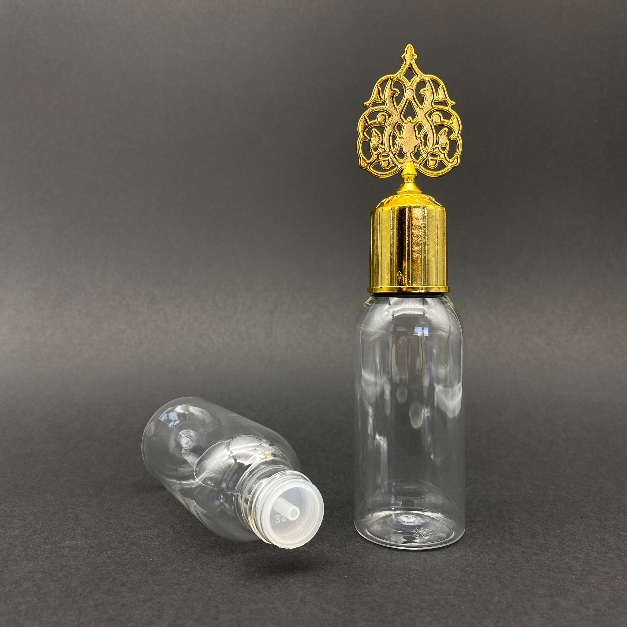 100 Cc Sert Pet Şişe - Gold Osmanlı Kapaklı - Kolonya Tıpalı - 100 Ml Plastik Kolonya Şişesi