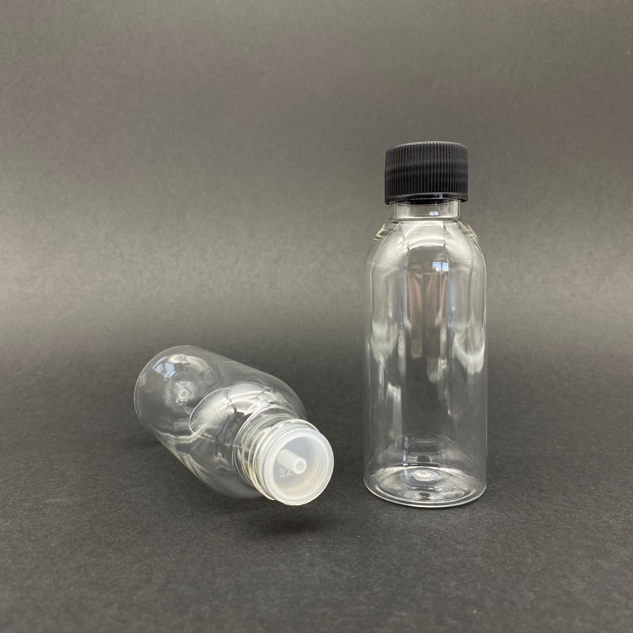 100 Cc Sert Pet Şişe - Siyah Kapaklı - Kolonya Tıpalı - 100 Ml Plastik Kolonya Şişesi