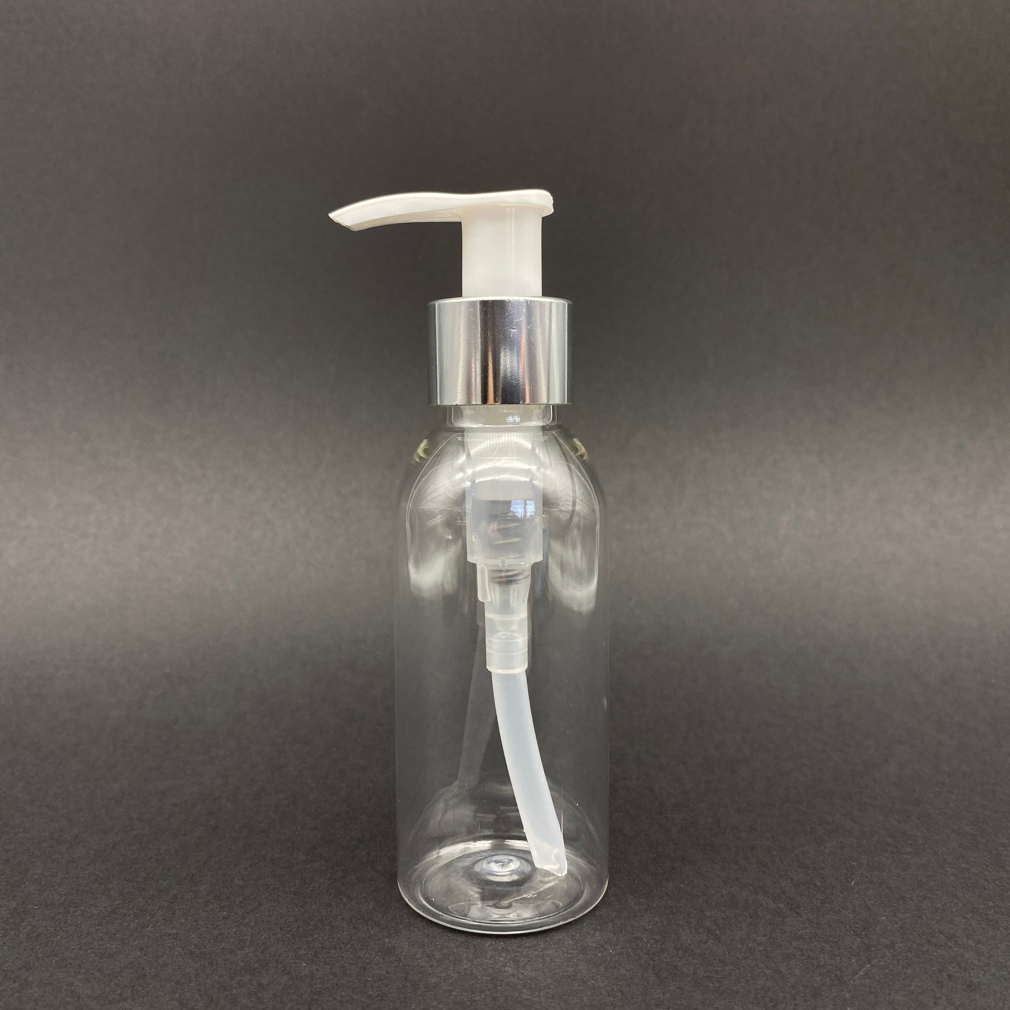100 Cc Sert Plastik Şişe Gümüş Pompalı Takım - 100 Ml Pompalı Pet Şişe