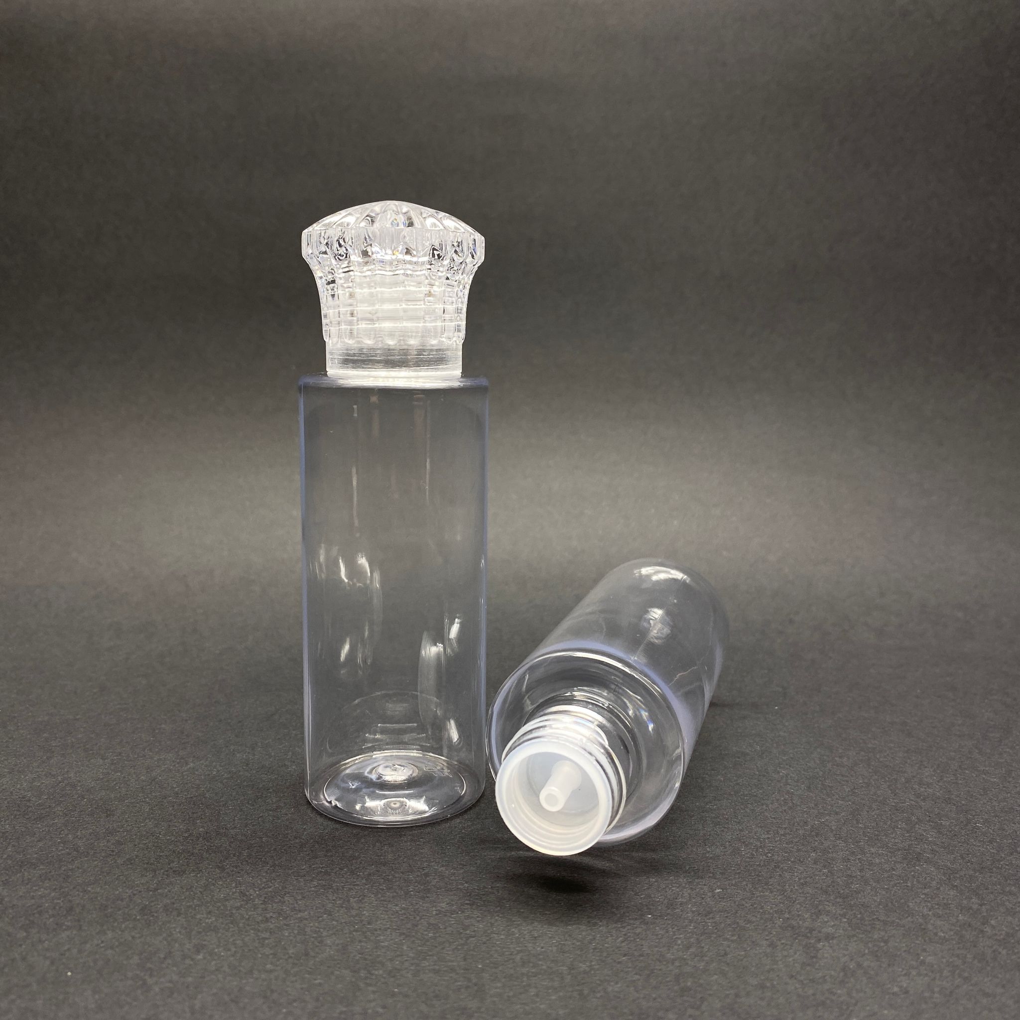 100 Cc Silindir Keskin Küt Model Sert (17 Gr) Pet Kolonya Şişesi - Kristal Kapaklı + Kolonya Tıpalı - Ağız Çapı 24 Mm - Şeffaf