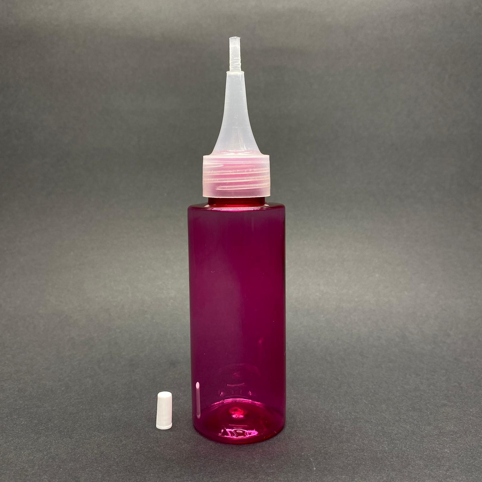 100 Cc Silindir Keskin Küt Model Sert (17 Gr) Pet Şişe - Akıtıcılı (Üstten Damlalıklı Kapaklı) - Ağız Çapı 24 Mm - Pembe