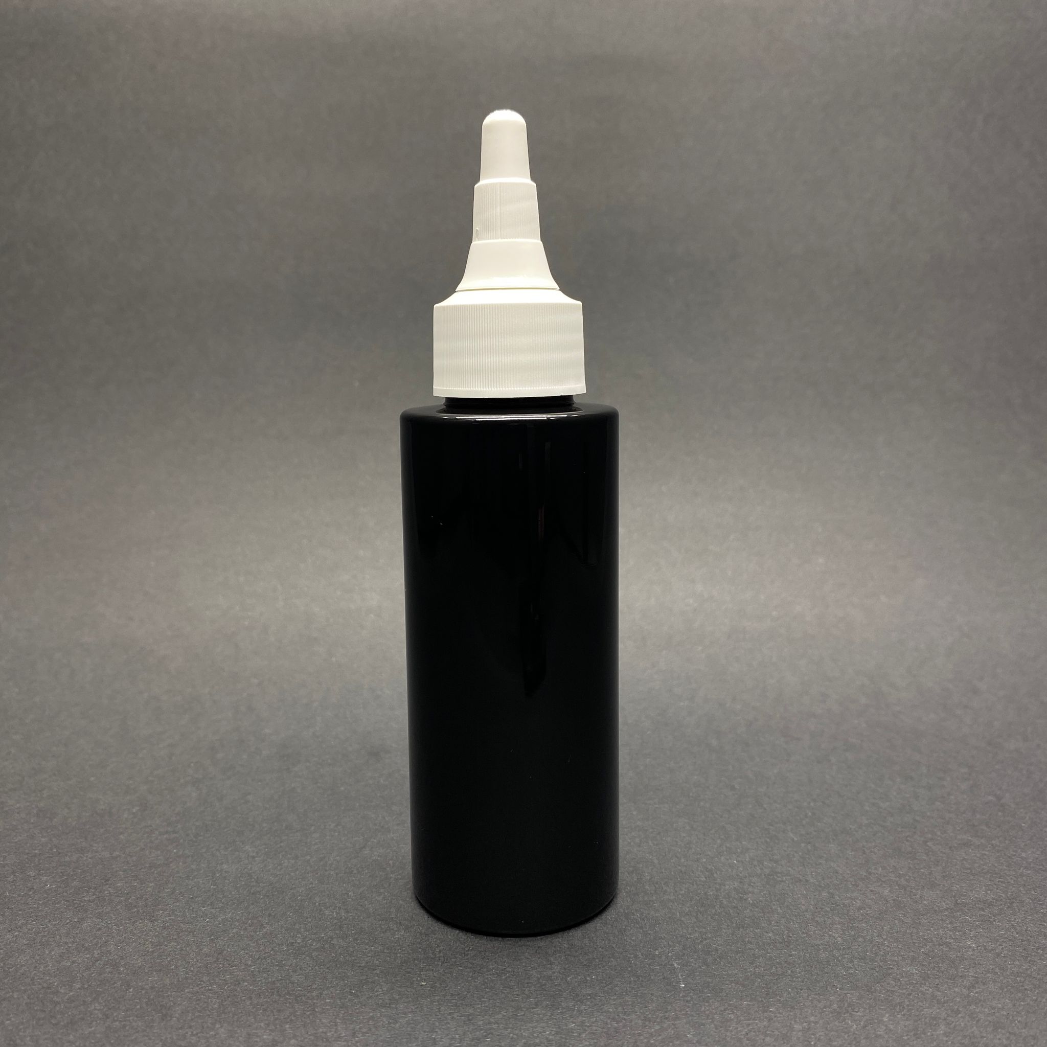100 Cc Silindir Keskin Küt Model Sert (17 Gr) Pet Şişe - Beyaz Asansör Kapaklı - Ağız Çapı 24 Mm - Siyah