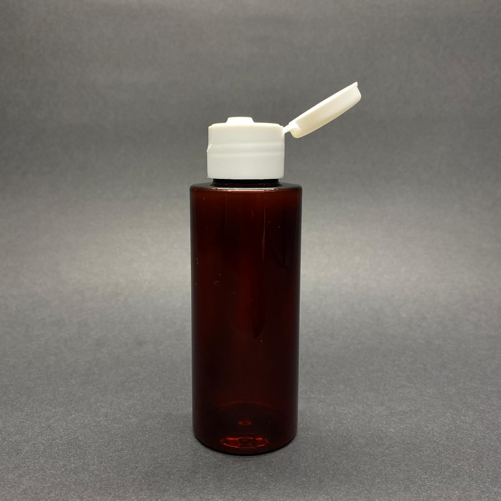 100 Cc Silindir Keskin Küt Model Sert (17 Gr) Pet Şişe - Beyaz Fliptop Kapaklı - Ağız Çapı 24 Mm - Amber
