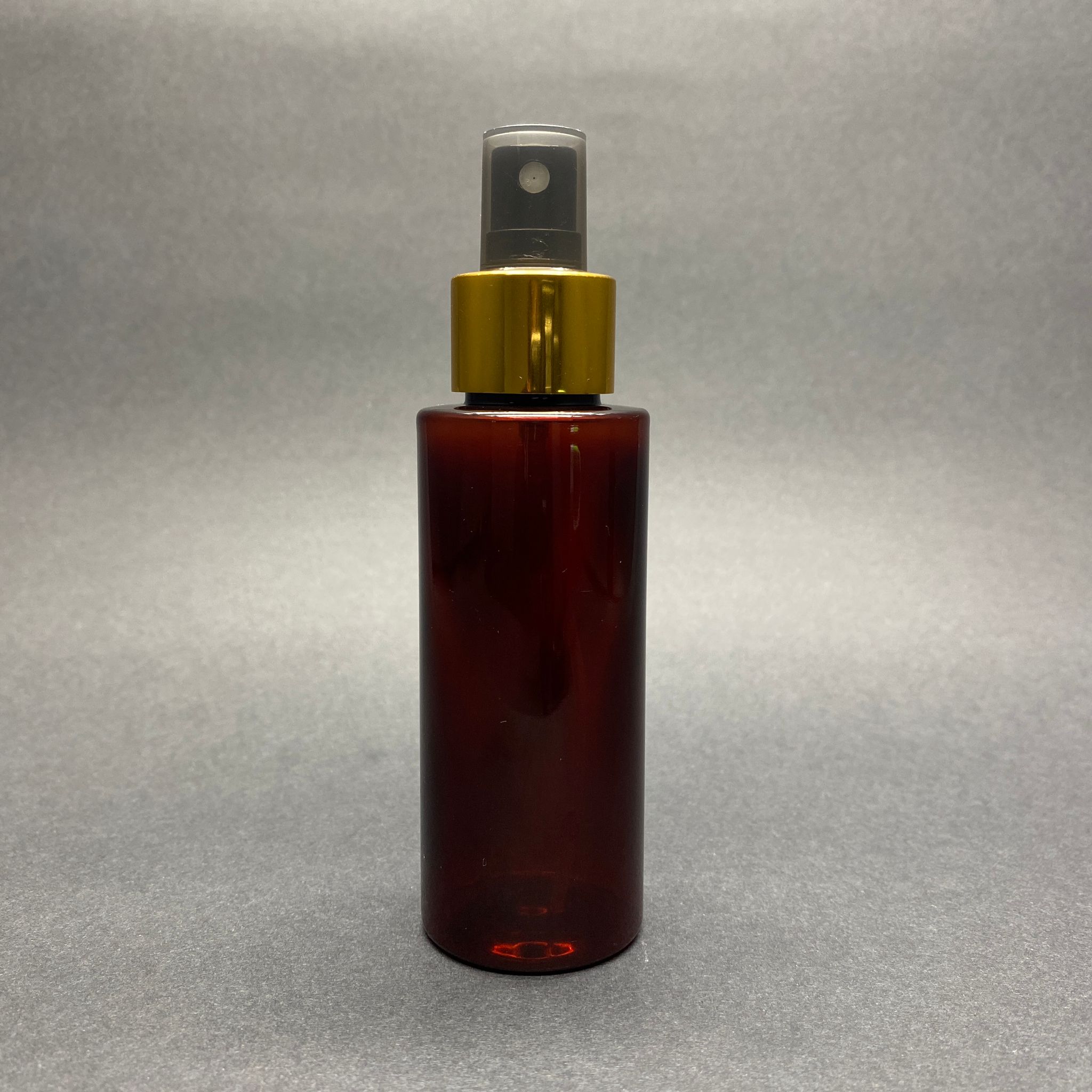 100 Cc Silindir Keskin Küt Model Sert (17 Gr) Pet Şişe - Gold Spreyli - Ağız Çapı 24 Mm - Amber