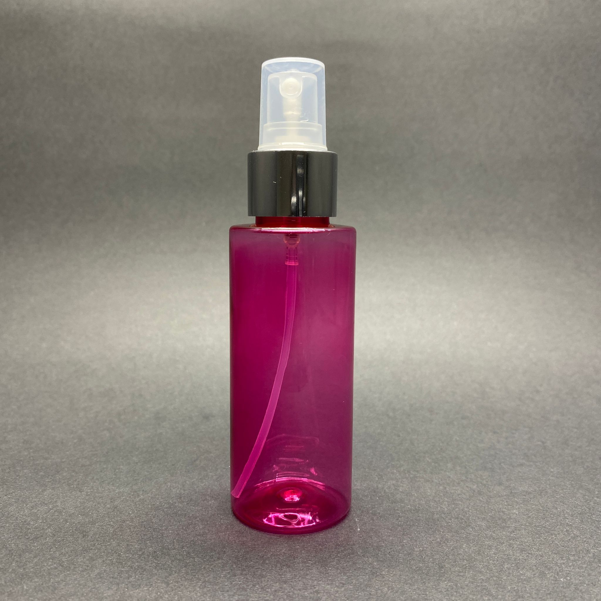 100 Cc Silindir Keskin Küt Model Sert (17 Gr) Pet Şişe - Gümüş Spreyli - Ağız Çapı 24 Mm - Pembe