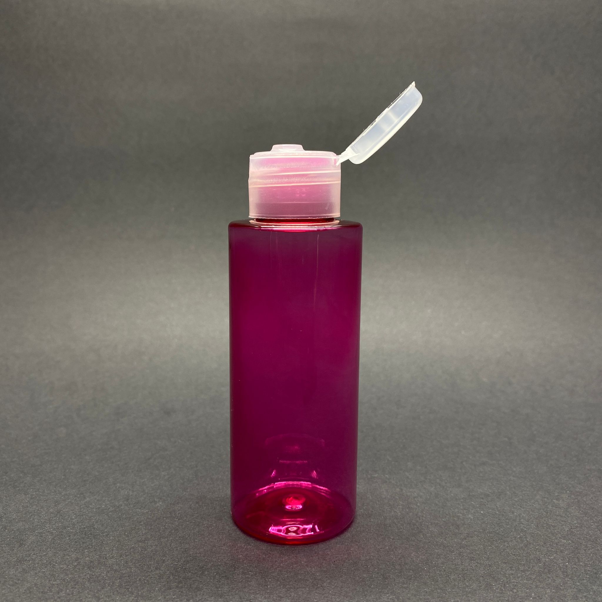 100 Cc Silindir Keskin Küt Model Sert (17 Gr) Pet Şişe - Pembe Fliptop Kapaklı - Ağız Çapı 24 Mm - Pembe
