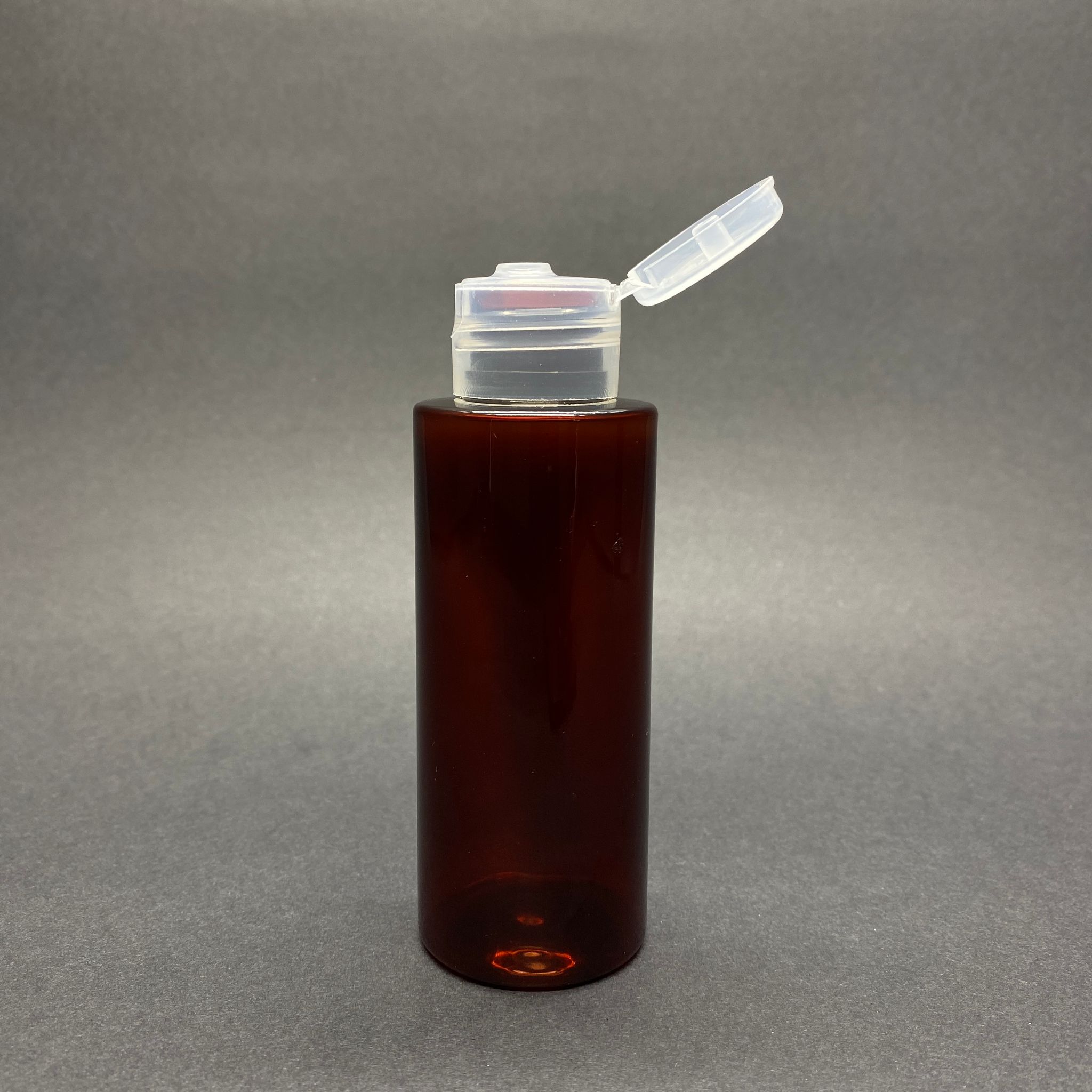 100 Cc Silindir Keskin Küt Model Sert (17 Gr) Pet Şişe - Şeffaf Fliptop Kapaklı - Ağız Çapı 24 Mm - Amber