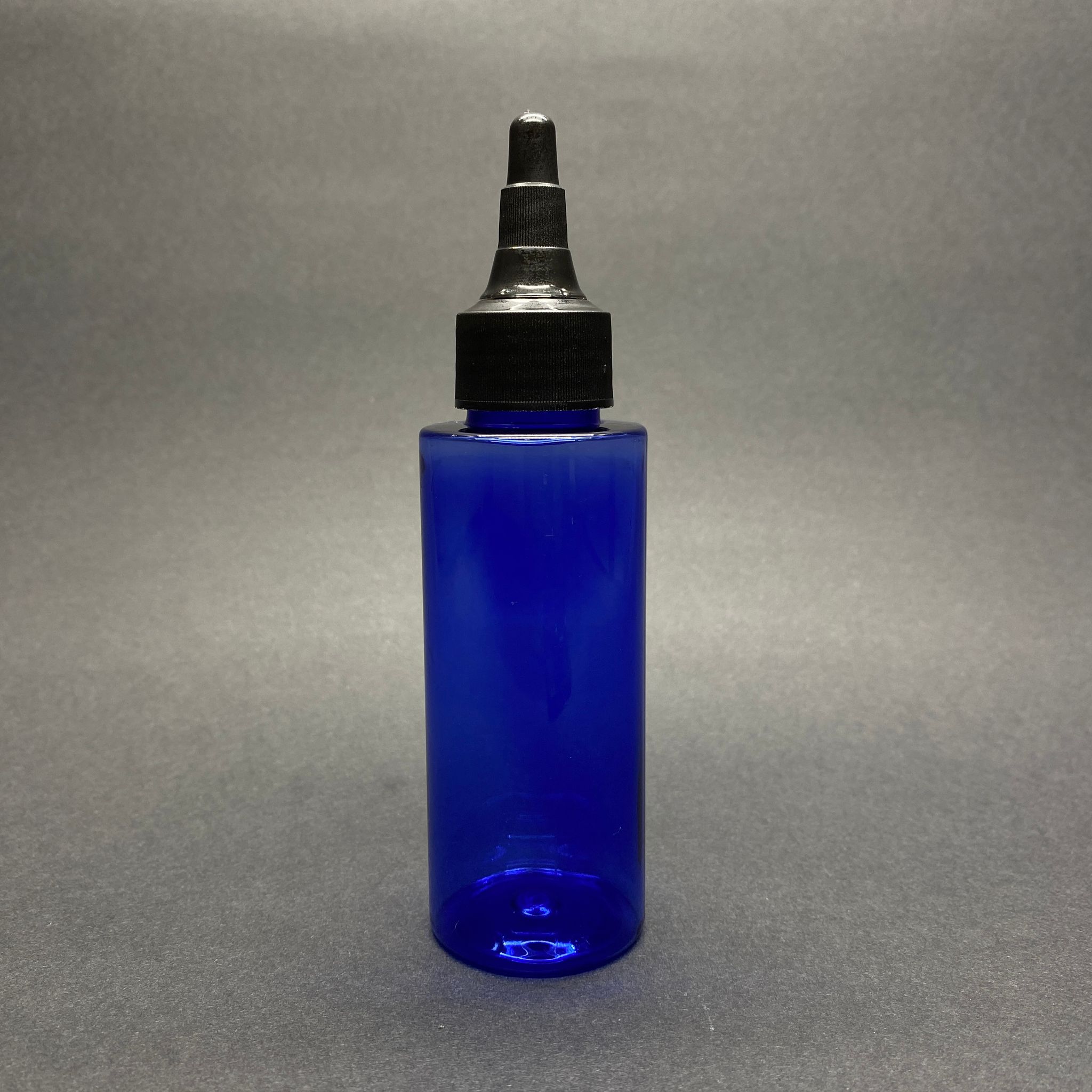 100 Cc Silindir Keskin Küt Model Sert (17 Gr) Pet Şişe - Siyah Asansör Kapaklı - Ağız Çapı 24 Mm - Mavi