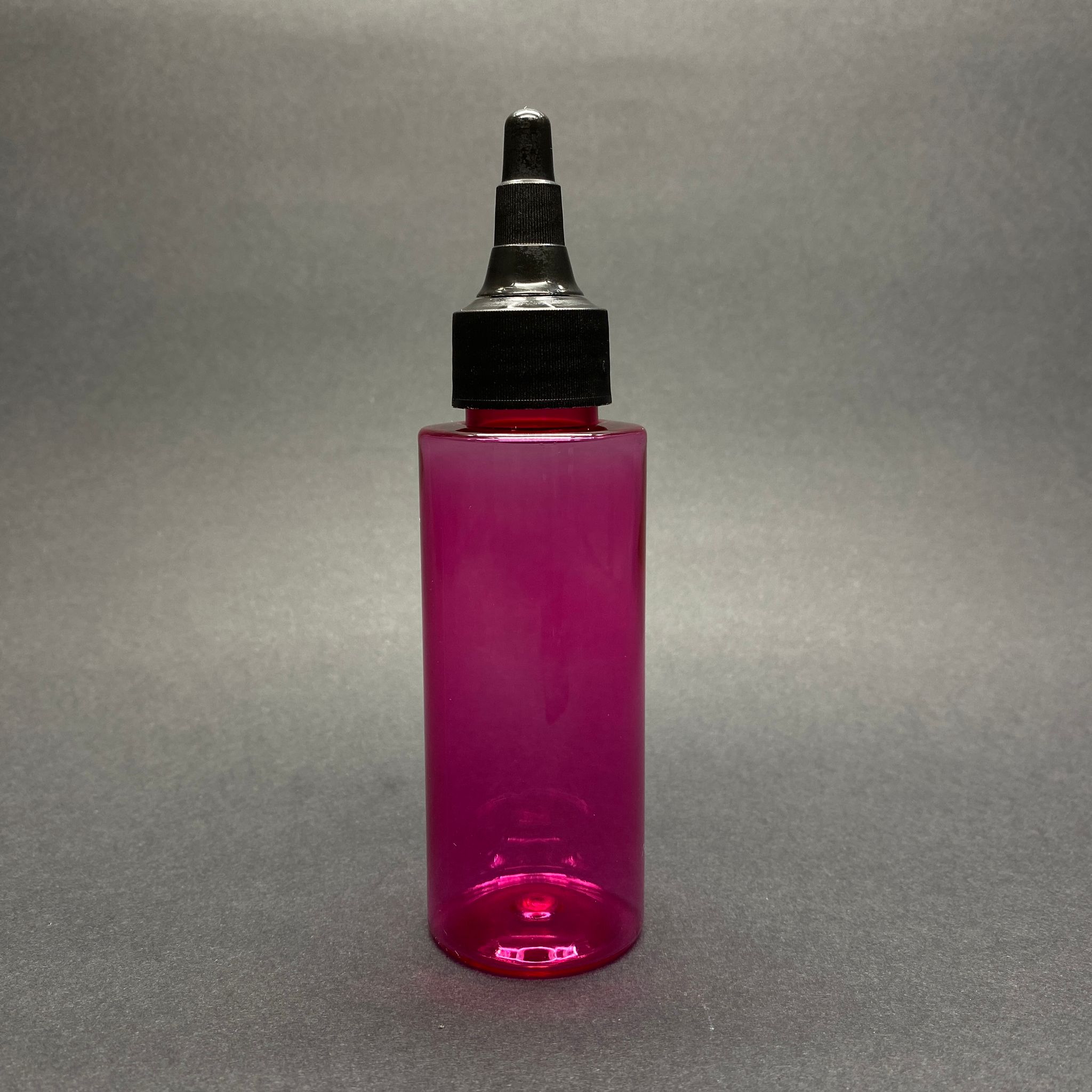 100 Cc Silindir Keskin Küt Model Sert (17 Gr) Pet Şişe - Siyah Asansör Kapaklı - Ağız Çapı 24 Mm - Pembe