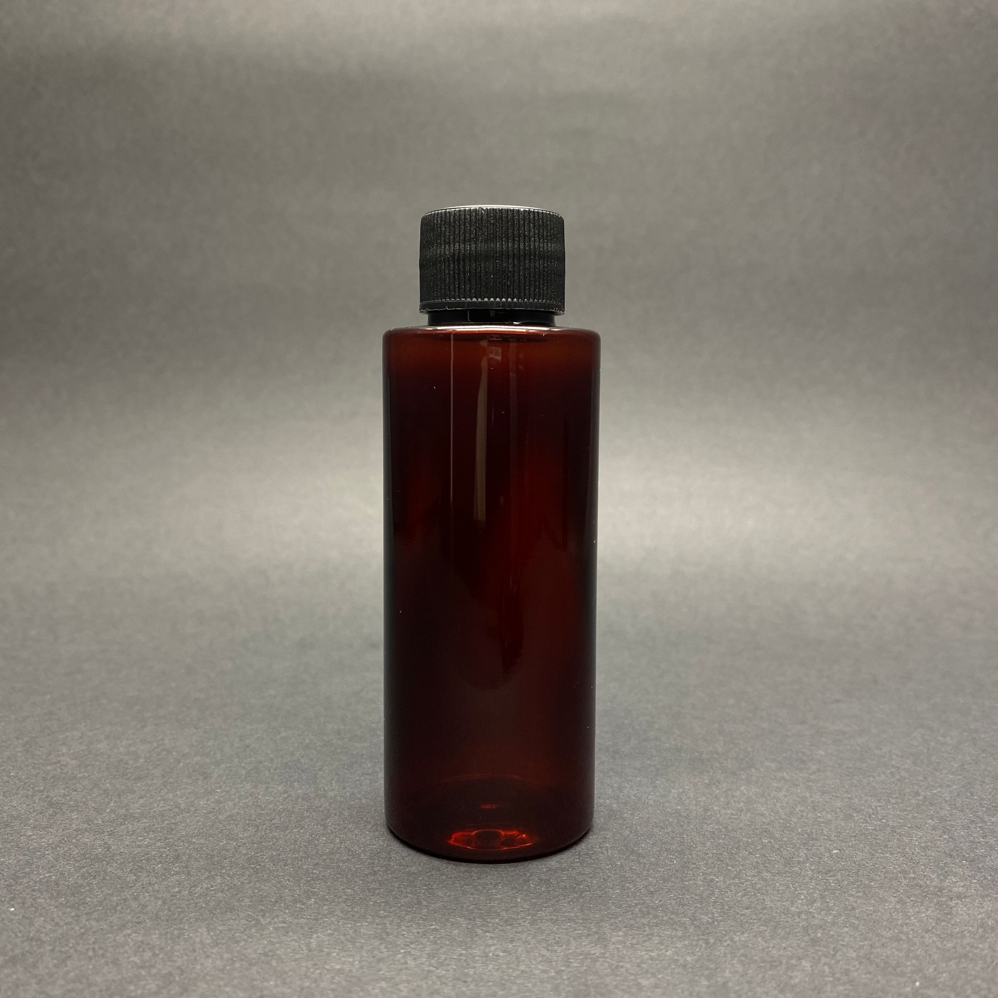 100 Cc Silindir Keskin Küt Model Sert (17 Gr) Pet Şişe - Siyah Contalı Kapaklı - Ağız Çapı 24 Mm - Amber