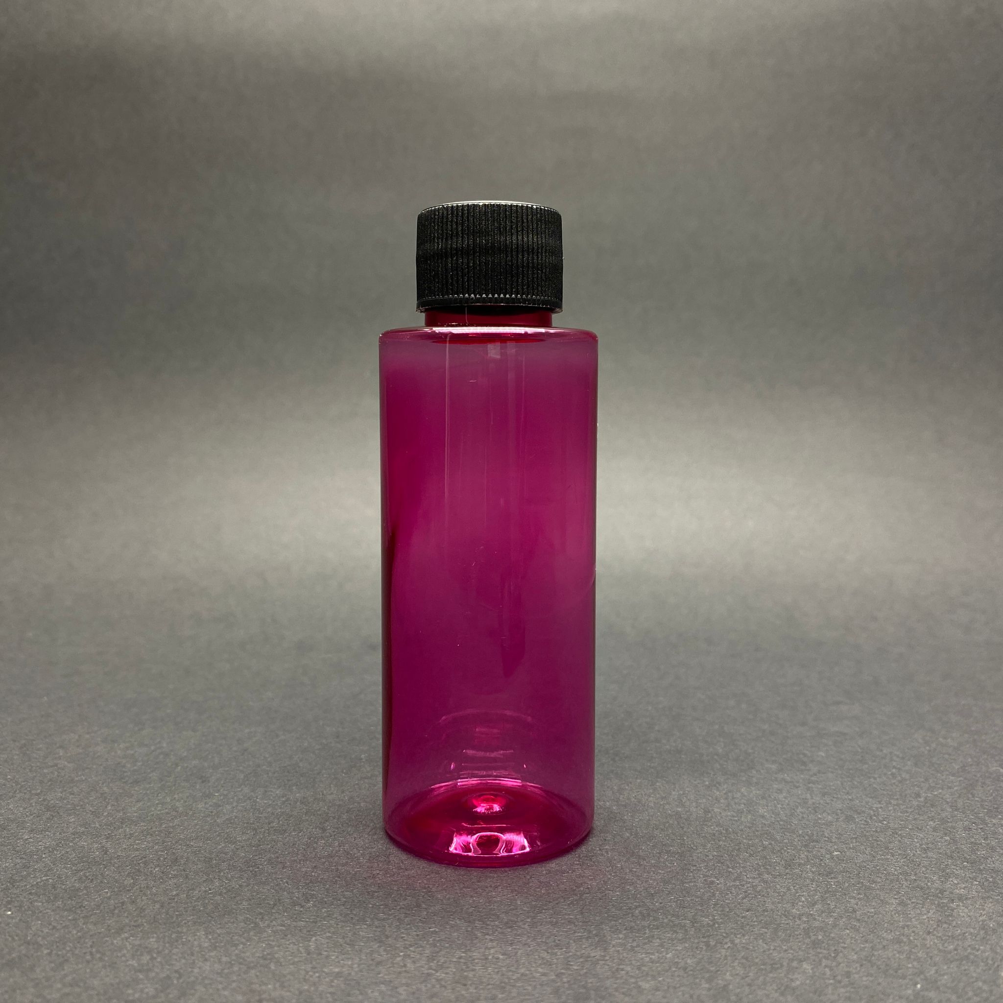 100 Cc Silindir Keskin Küt Model Sert (17 Gr) Pet Şişe - Siyah Contalı Kapaklı - Ağız Çapı 24 Mm - Pembe