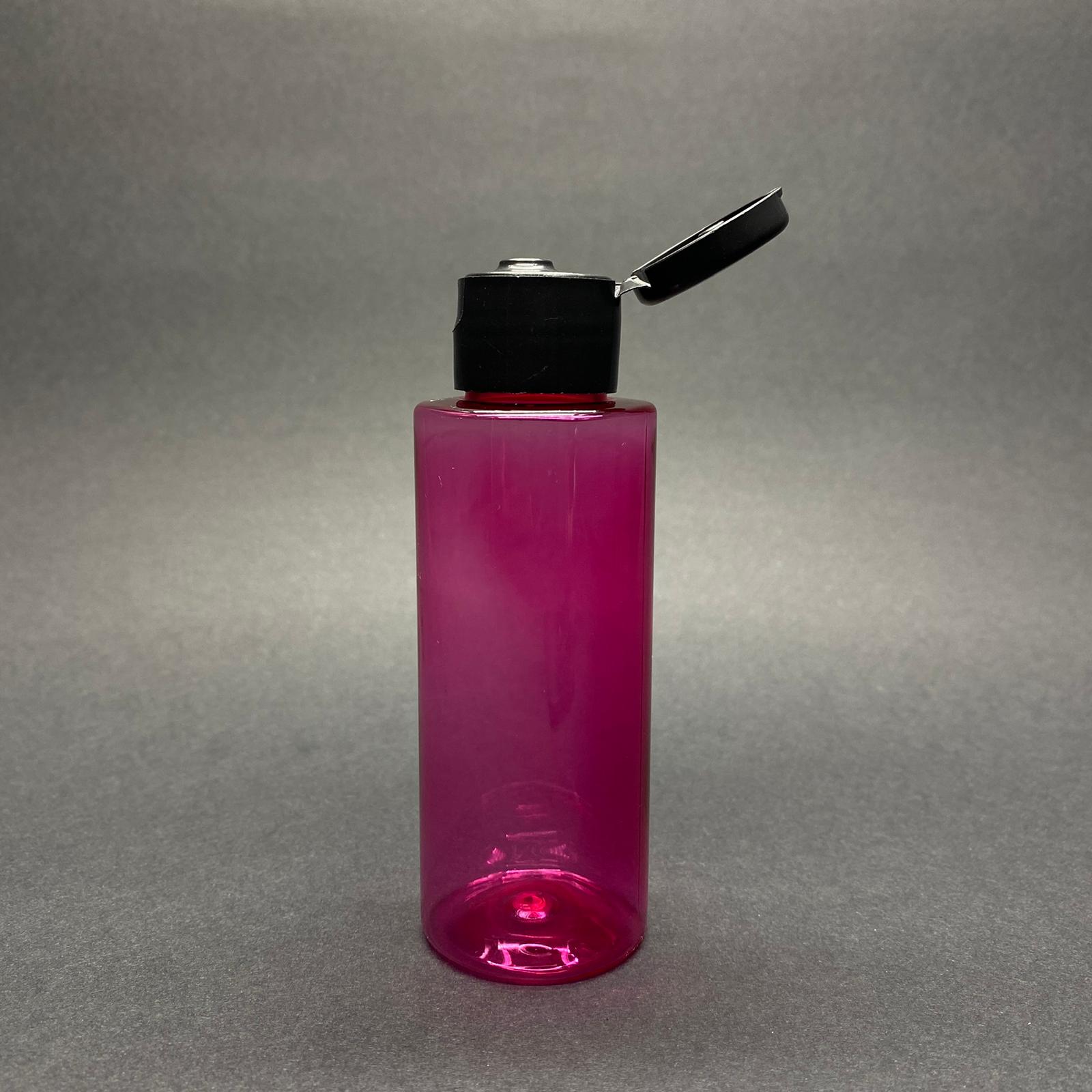 100 Cc Silindir Keskin Küt Model Sert (17 Gr) Pet Şişe - Siyah Fliptop Kapaklı - Ağız Çapı 24 Mm - Pembe