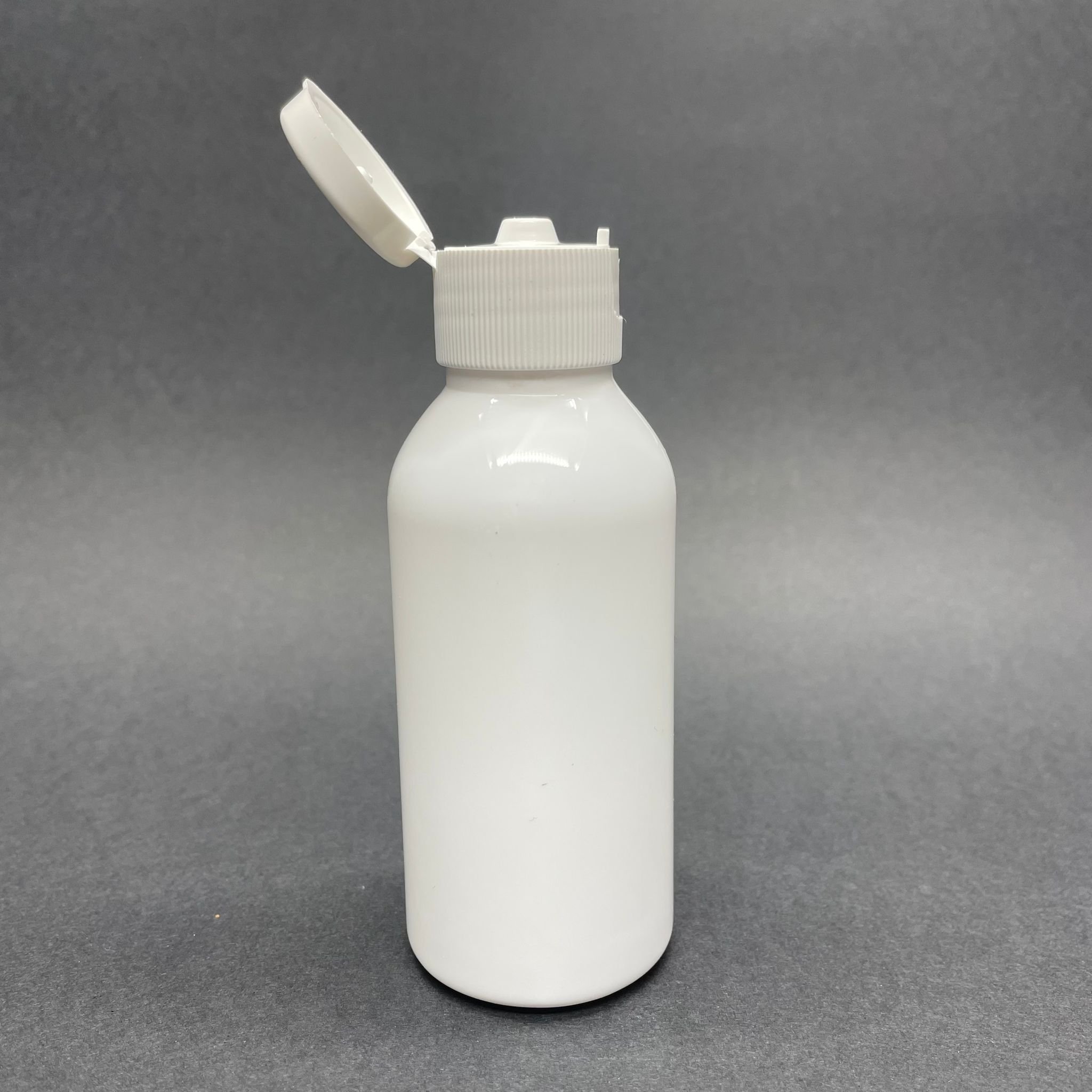 100 Cc Silindir Model Parlak Sert Şişe - Beyaz Fliptop Açılır Kapanır Kapaklı - 100 Ml Parlak Beyaz Plastik Şişe