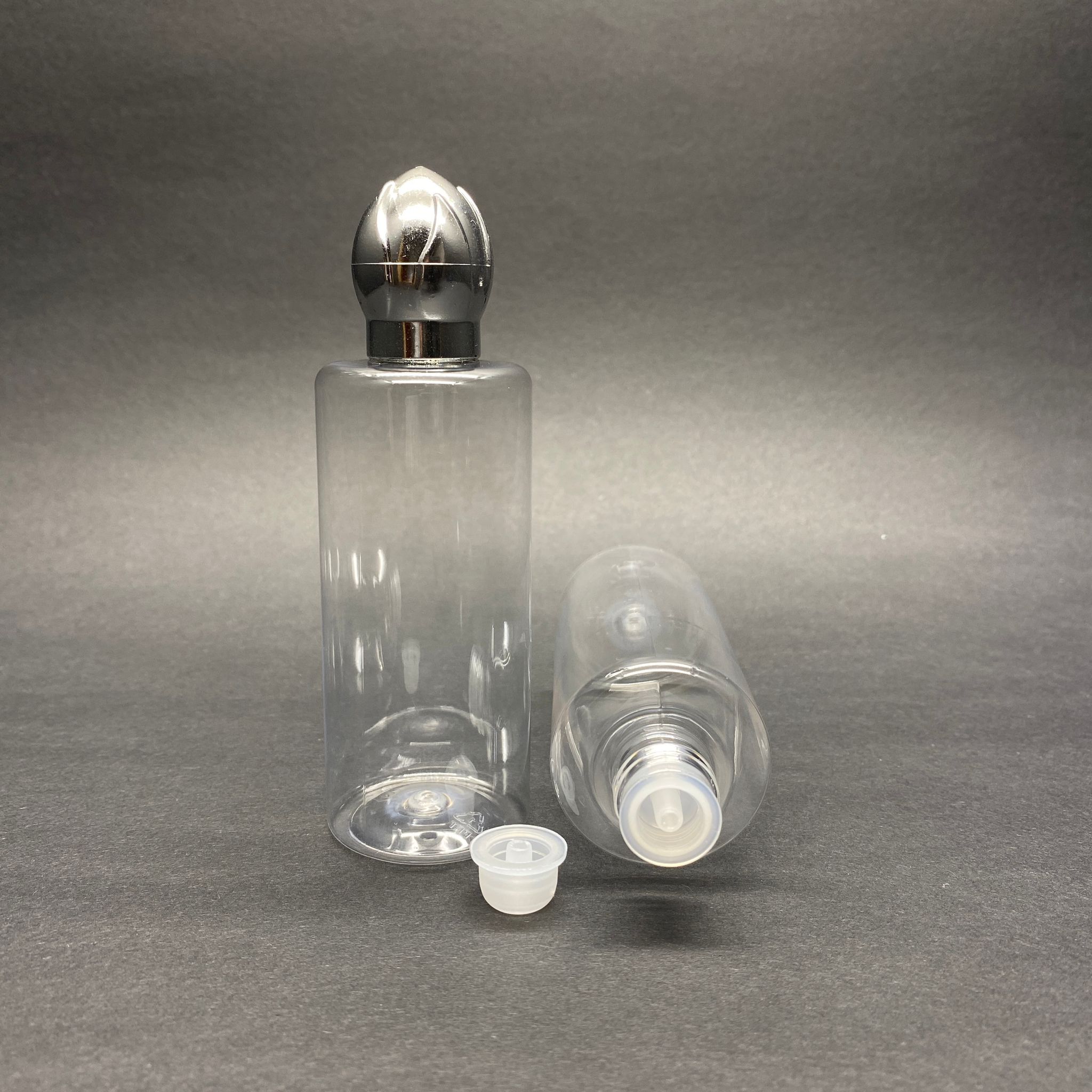 100 Cc Silindir Model Pet Kolonya Şişesi - Kral Tacı Geçme Gümüş Kapaklı + Kolonya Tıpalı - 100 Ml Plastik Kolonya Şişeleri