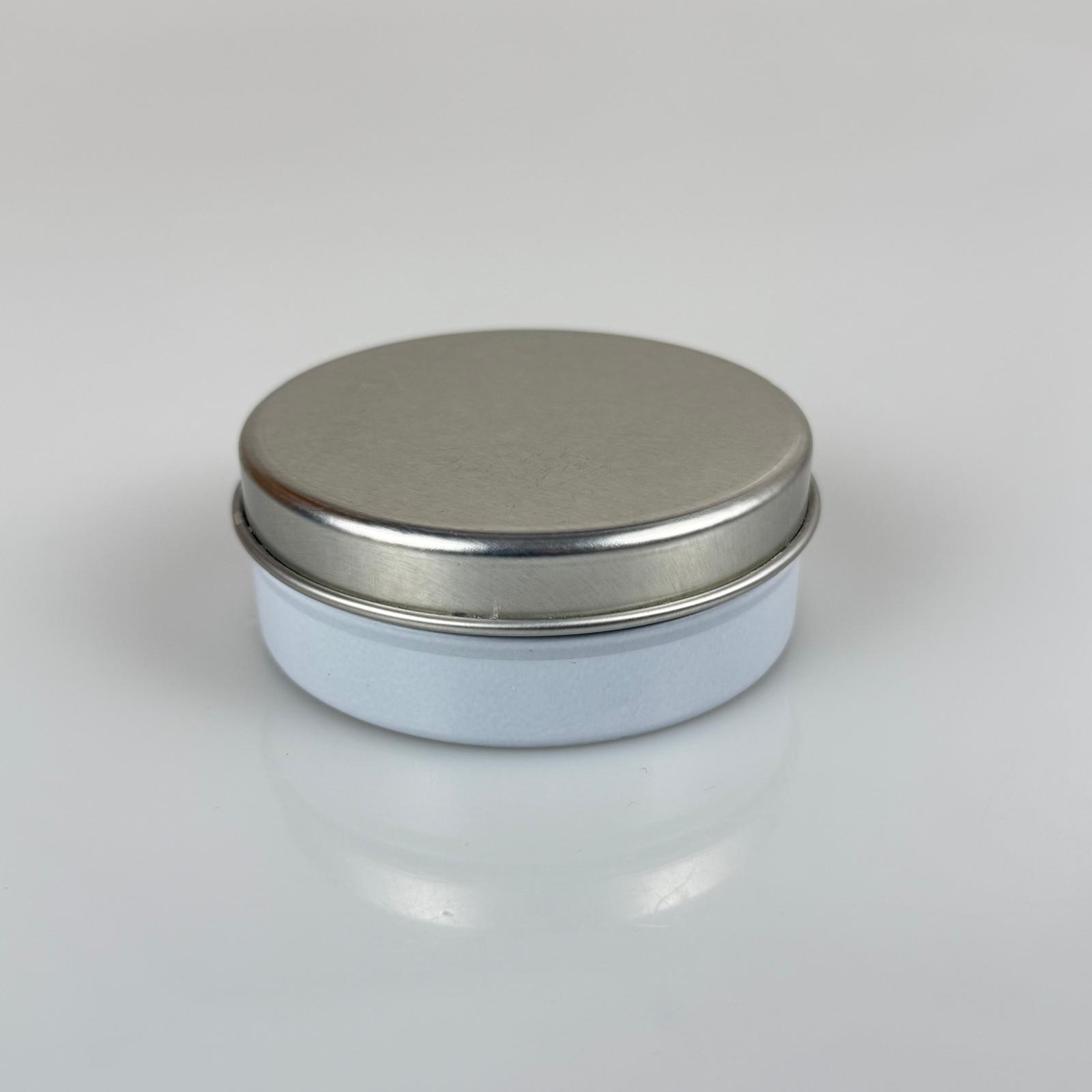 100 Cc Teneke Kutu - Beyaz - Gümüş Kapaklı - Metal Ambalaj - Mum Tenekesi 77 X 28 Mm