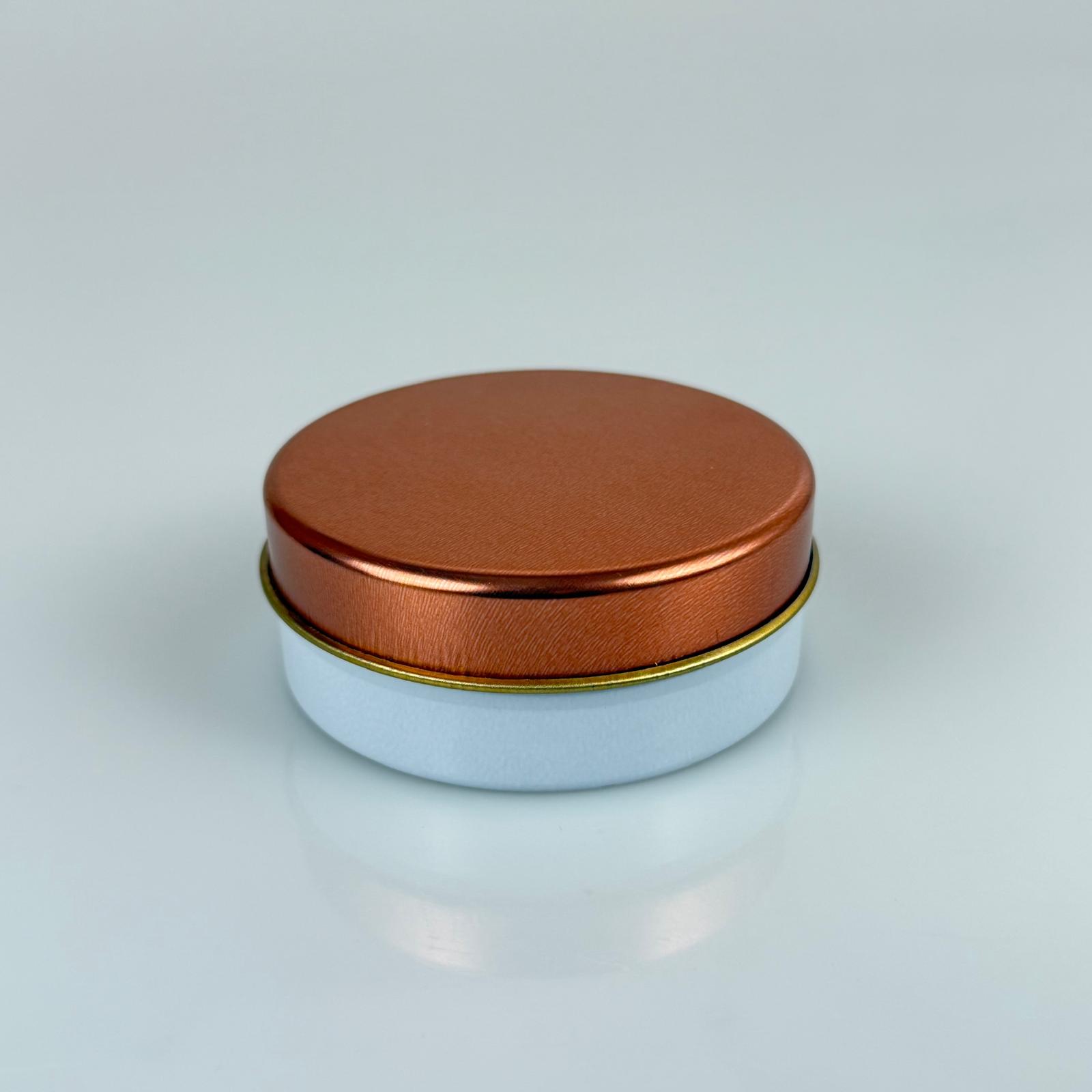 100 Cc Teneke Kutu - Beyaz - Rose Kapaklı - Metal Ambalaj - Mum Tenekesi 77 X 28 Mm