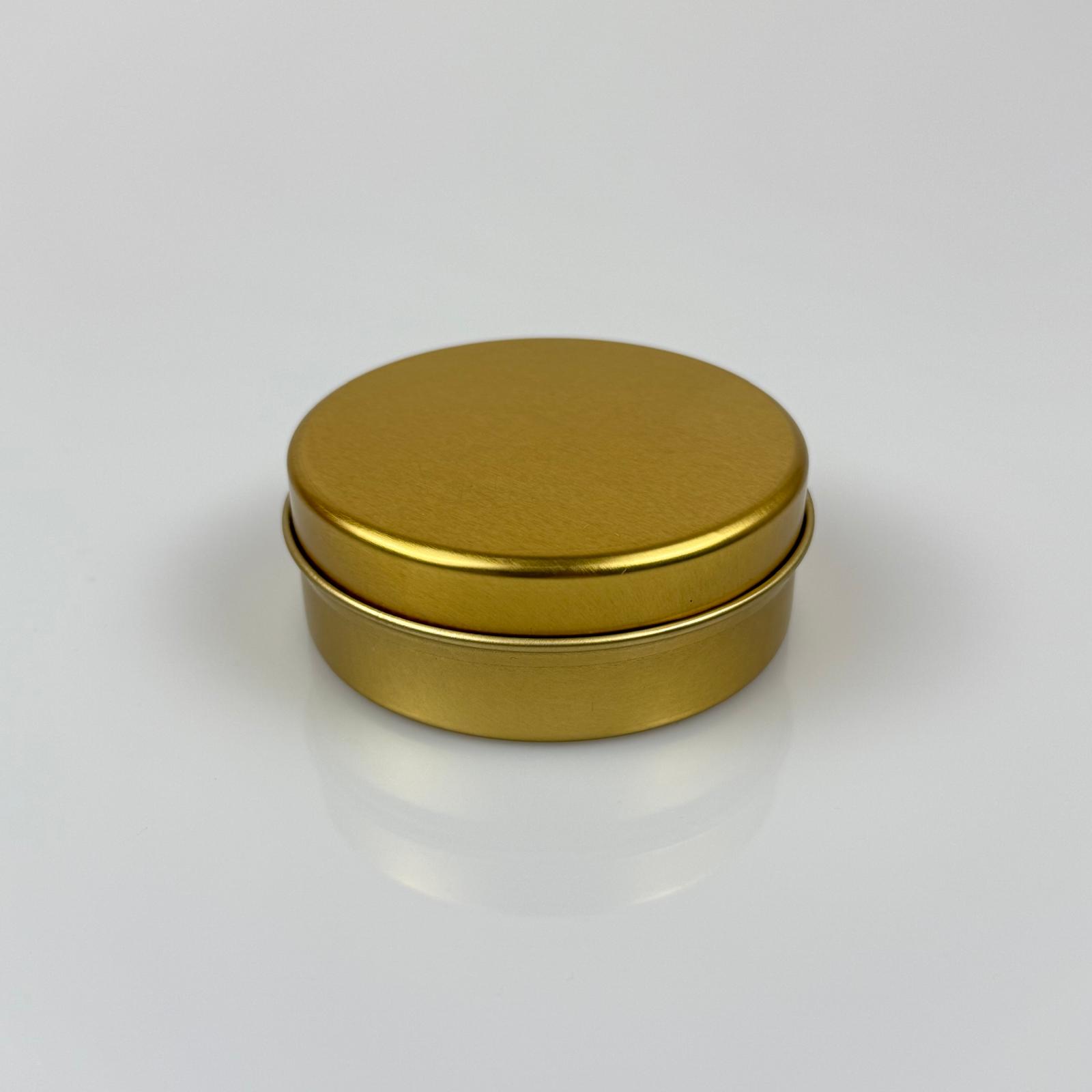 100 Cc Teneke Kutu - Gold - Gold Kapaklı - Metal Ambalaj - Mum Tenekesi 77 X 28 Mm