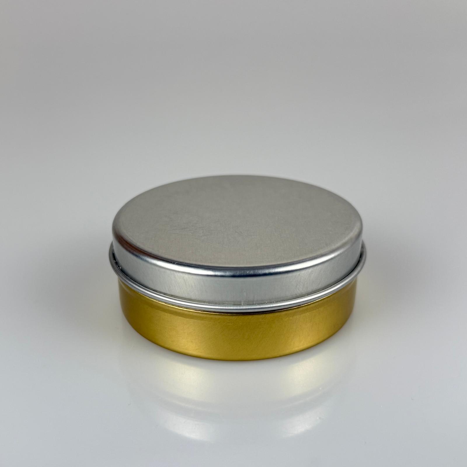 100 Cc Teneke Kutu - Gold - Gümüş Kapaklı - Metal Ambalaj - Mum Tenekesi 77 X 28 Mm