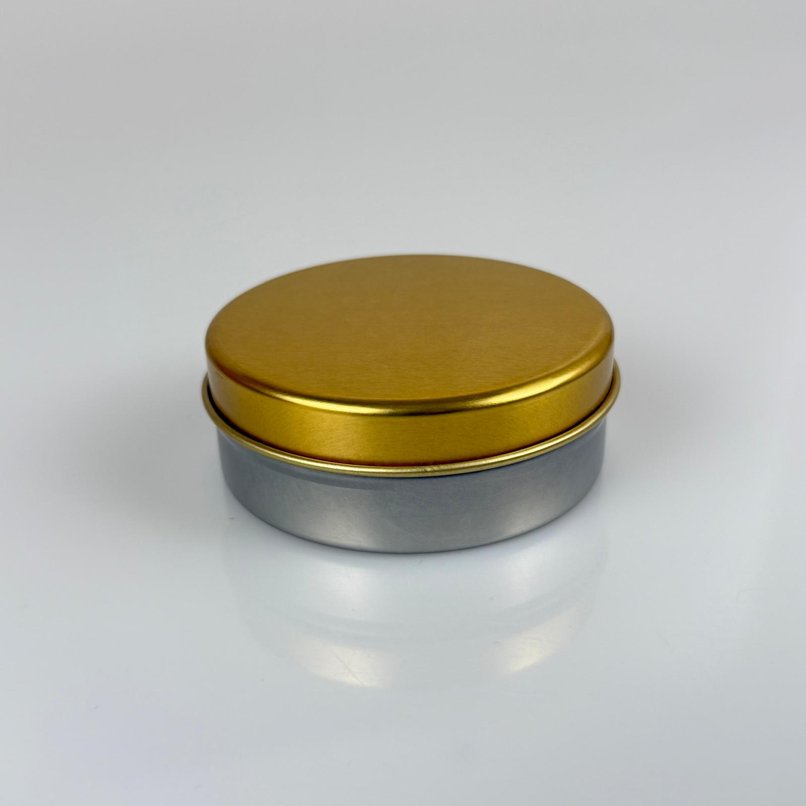 100 Cc Teneke Kutu - Gümüş - Gold Kapaklı - Metal Ambalaj - Mum Tenekesi 77 X 28 Mm