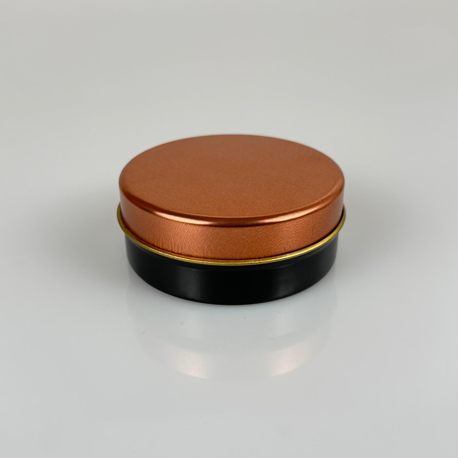 100 Cc Teneke Kutu - Siyah - Rose Kapaklı - Metal Ambalaj - Mum Tenekesi 77 X 28 Mm