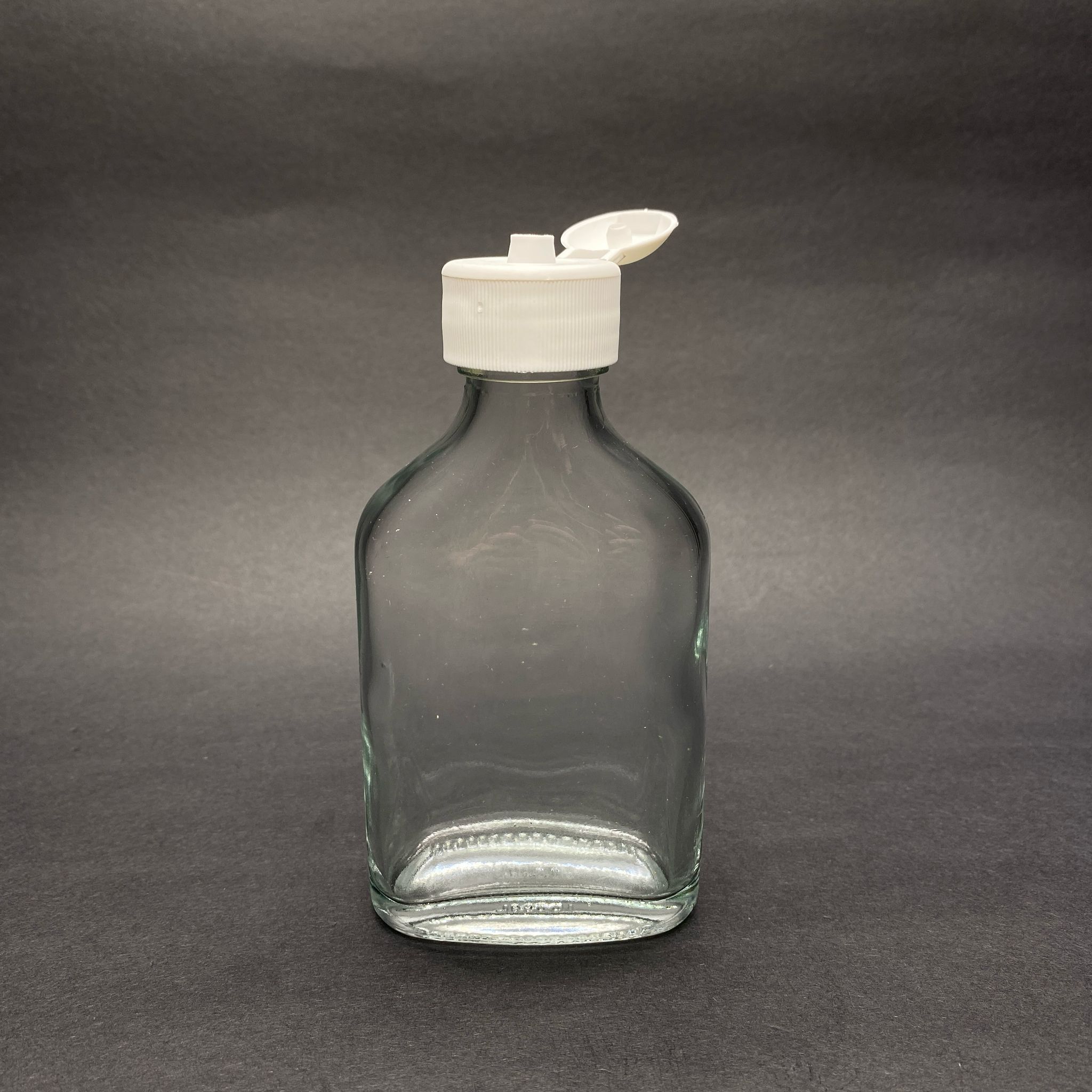 100 Cc Yassı Cam Şişe - Beyaz Fliptop Kapaklı - 100 Ml Cam Şişe - Kolonya, Losyon İçin Kozmetik Şişesi