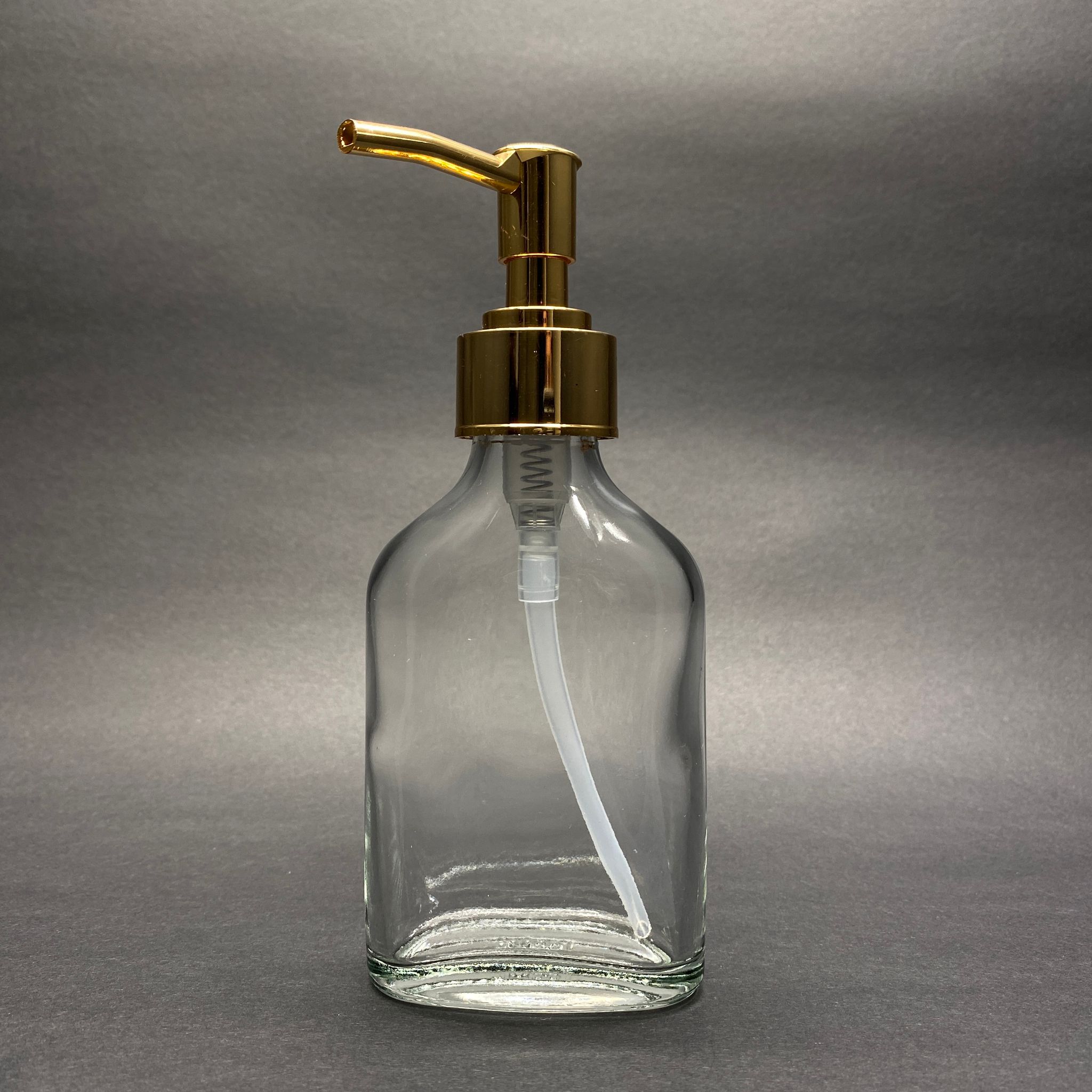 100 Cc Yassı Cam Şişe - Full Metalik Lüks Gold Pompalı  - 100 Ml Sıvı Sabun Pompalı Yassı Cam Şişe , Cam Tonik Şişesi