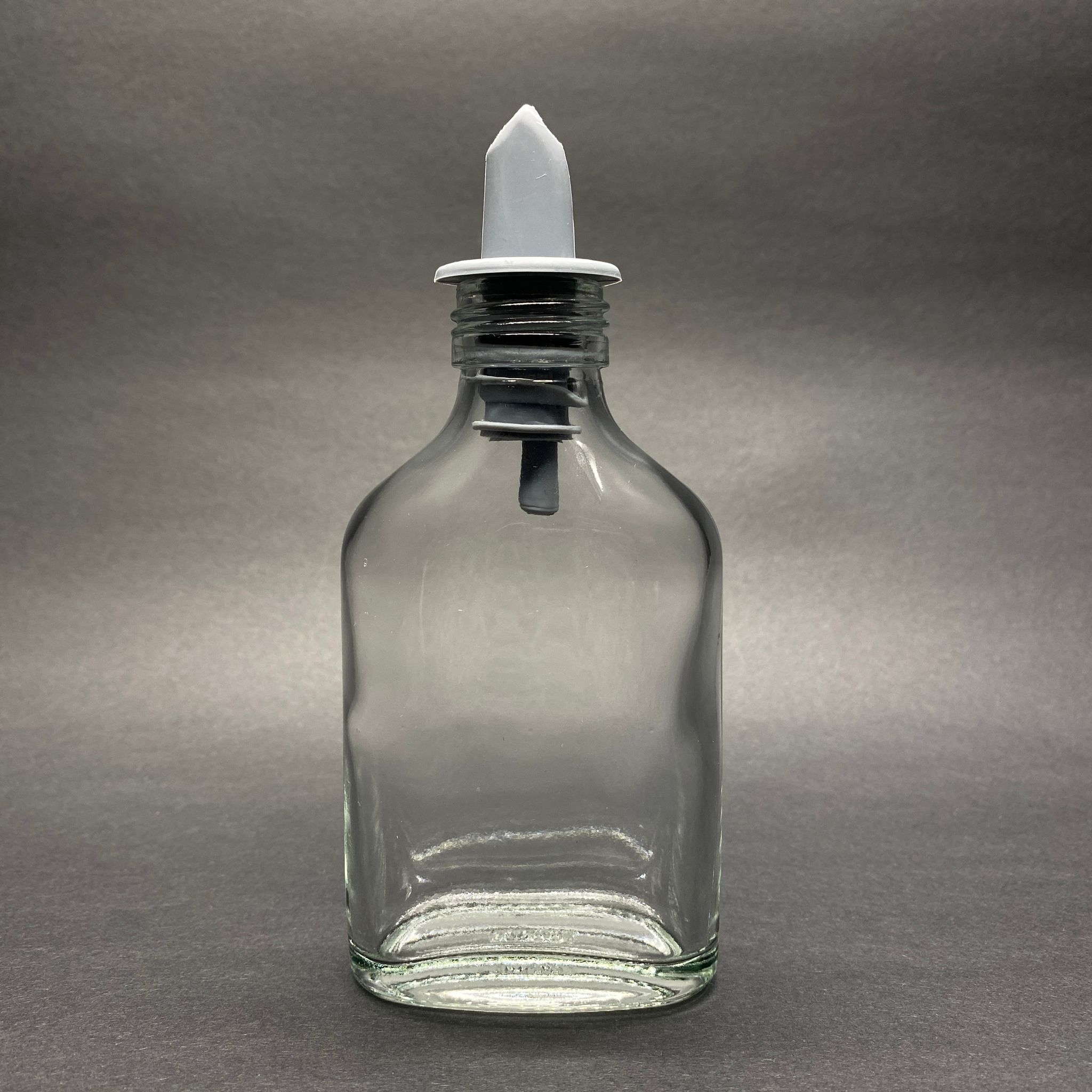 100 Cc Yassı Cam Şişe -Gri Silikon Yağlık Tıpalı - 100 Ml Yassı Yağdanlık Cam Şişe
