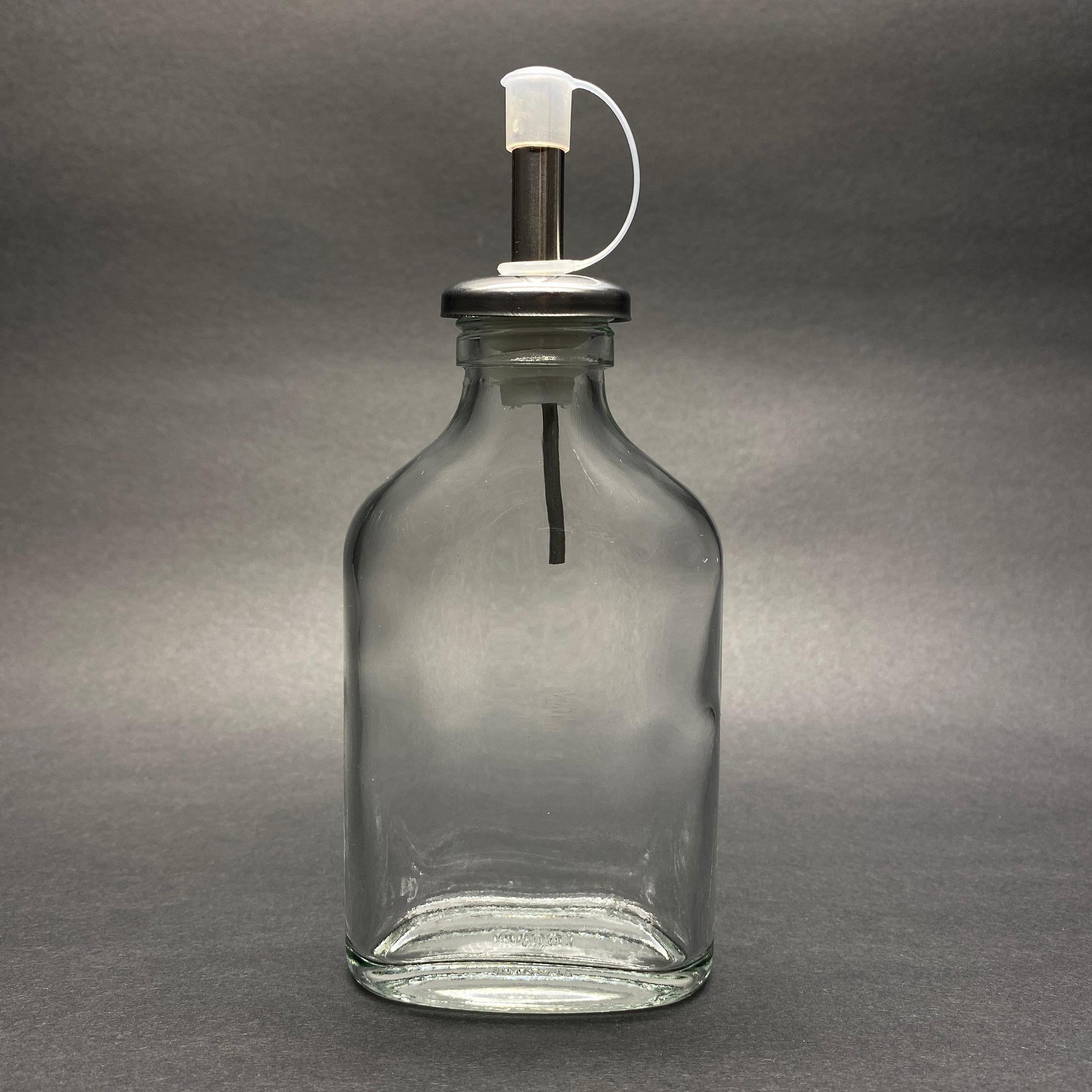 100 Cc Yassı Cam Şişe - Kapaklı Çelik Yağlık Tıpalı - 100 Ml Yassı Yağdanlık Cam Şişe