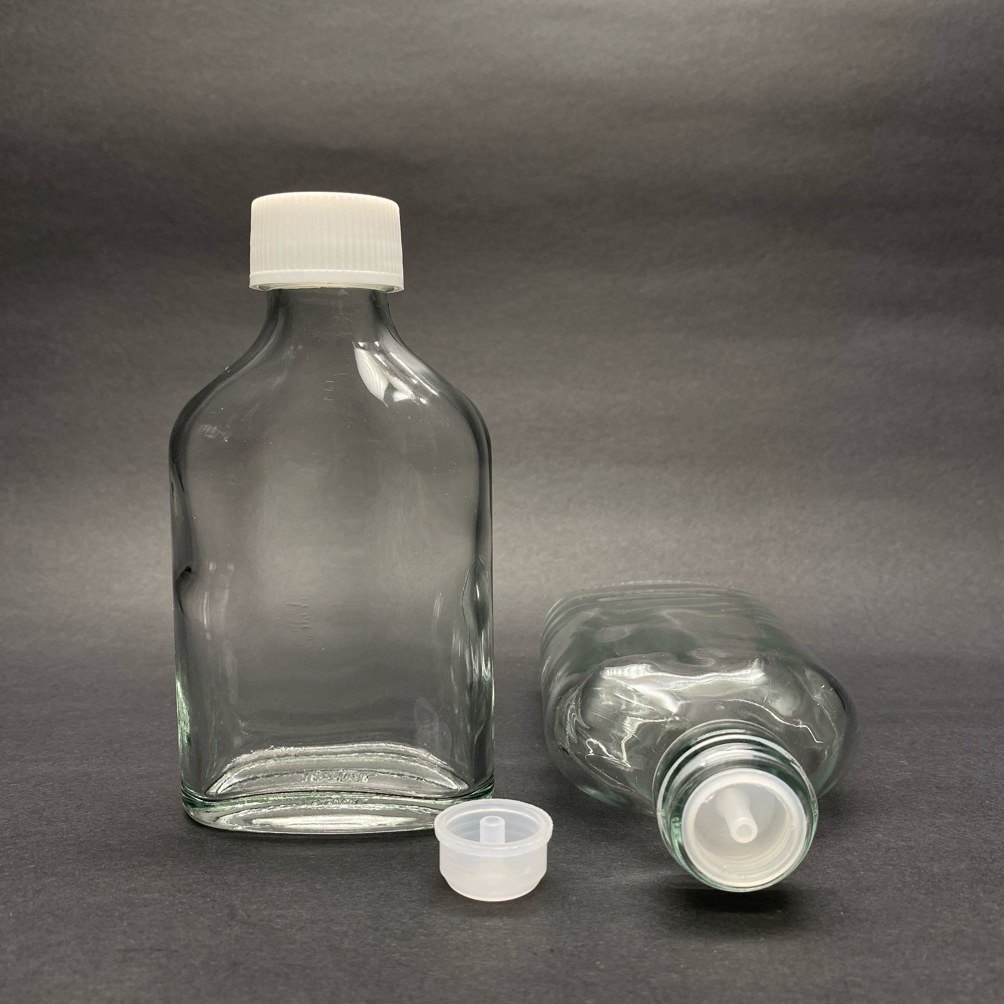 100 Cc Yassı Lüx Kolonya Cam Şişe - Beyaz Kapaklı + Kolonya Tıpalı - 100 Ml Kapaklı Cam Kolonya Şişesi
